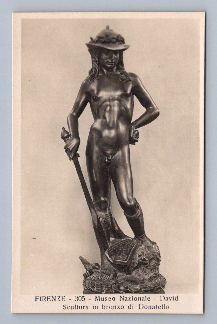 Antique Donatello David Bronze Sculpture Museo Nazionale 1910s Antique Donatello David Bronze Sculpture Museo Nazionale 1910s