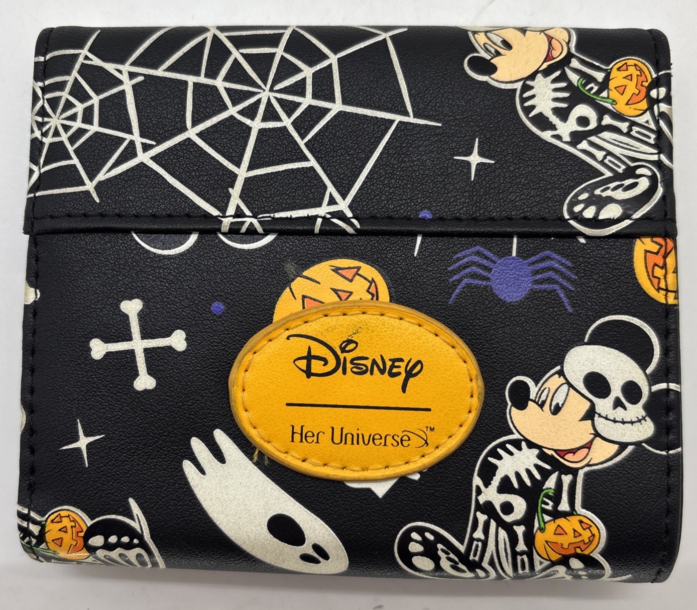 Disney Mickey Mouse Halloween Skeleton Glow-In-Dark Mini Tri Fold Flap Wallet Disney Mickey Mouse Halloween Skeleton Glow-In-Dark Mini Tri Fold Flap Wallet