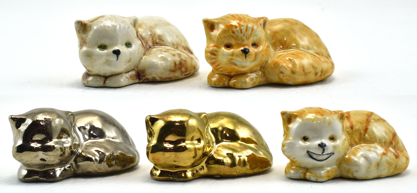 WADE HAPPY CATS SET OF 5. GOLD LE 25 SILVER LE 50, ALL OTHER LE OF 100 FAIR, 08 WADE HAPPY CATS SET OF 5. GOLD LE 25 SILVER LE 50, ALL OTHER LE OF 100 FAIR, 08