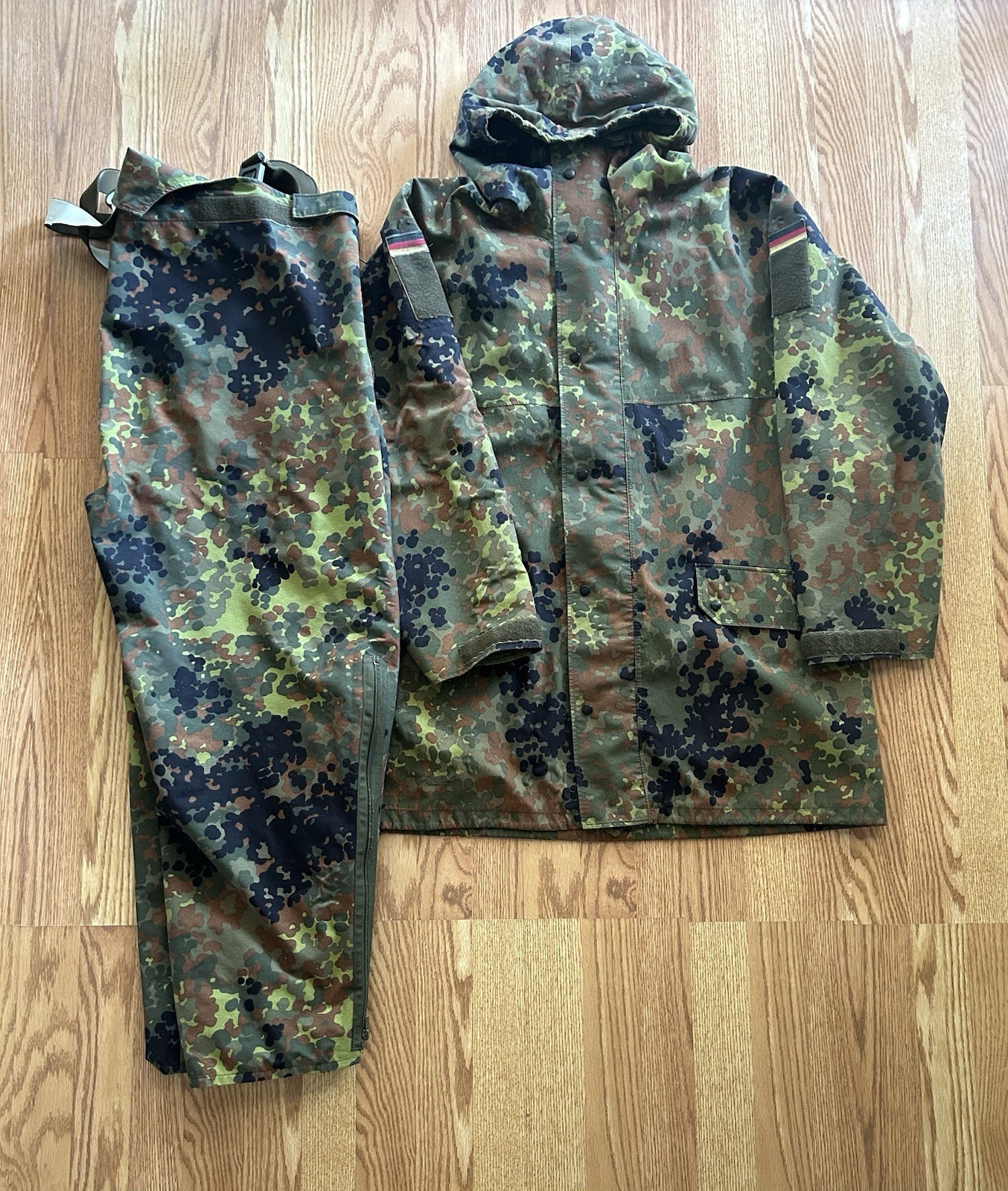German Military Bundeswehr Flecktarn Camo Rain Jacket / Parka Goretex Set 52/54