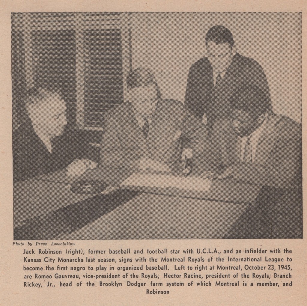 1945 Jackie Robinson Montreal Royals Baseball 1940s Magazine Page Panel