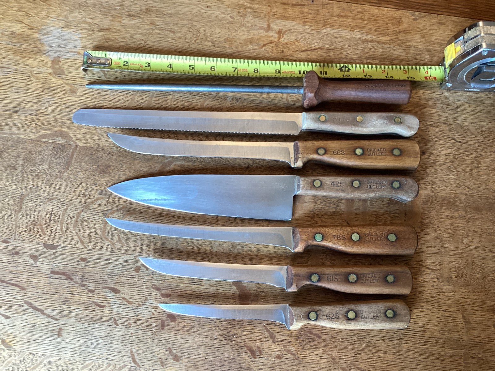7 Pc Vtg Chicago Cutlery Set Steel Hone Bread Knife + 5