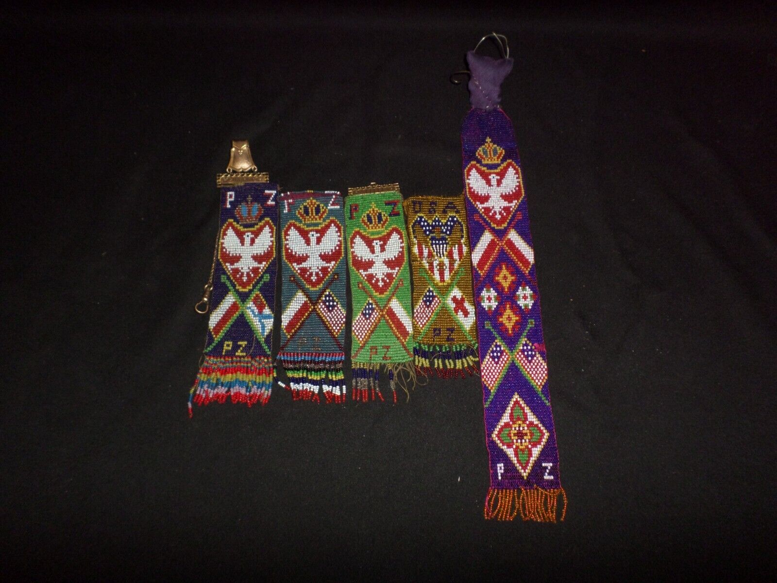 Antique Native American Tie Fob Beadwork Fraternal Conference Primitive Folk Art