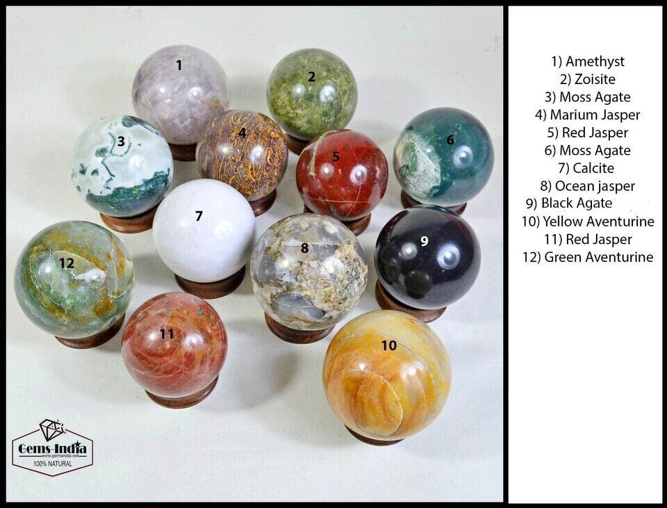 2.4 Kg/12 Pcs Natural Bi-Color Multi Gems Wholesale Sphere Lot Crystal Healing