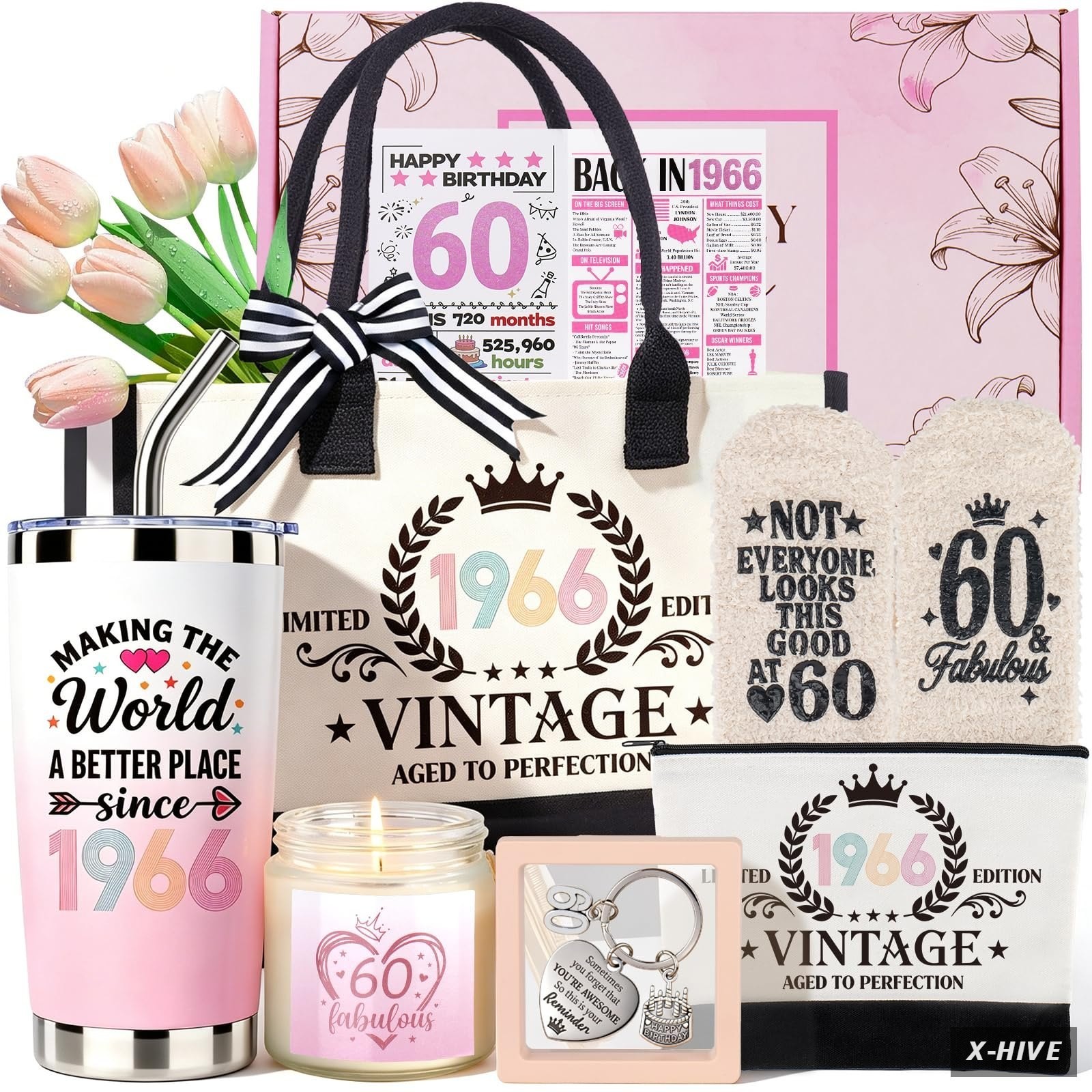 60Th Birthday Gifts for Women,Vintage 1966 Birthdays Gift for Her,Cool 60 Year