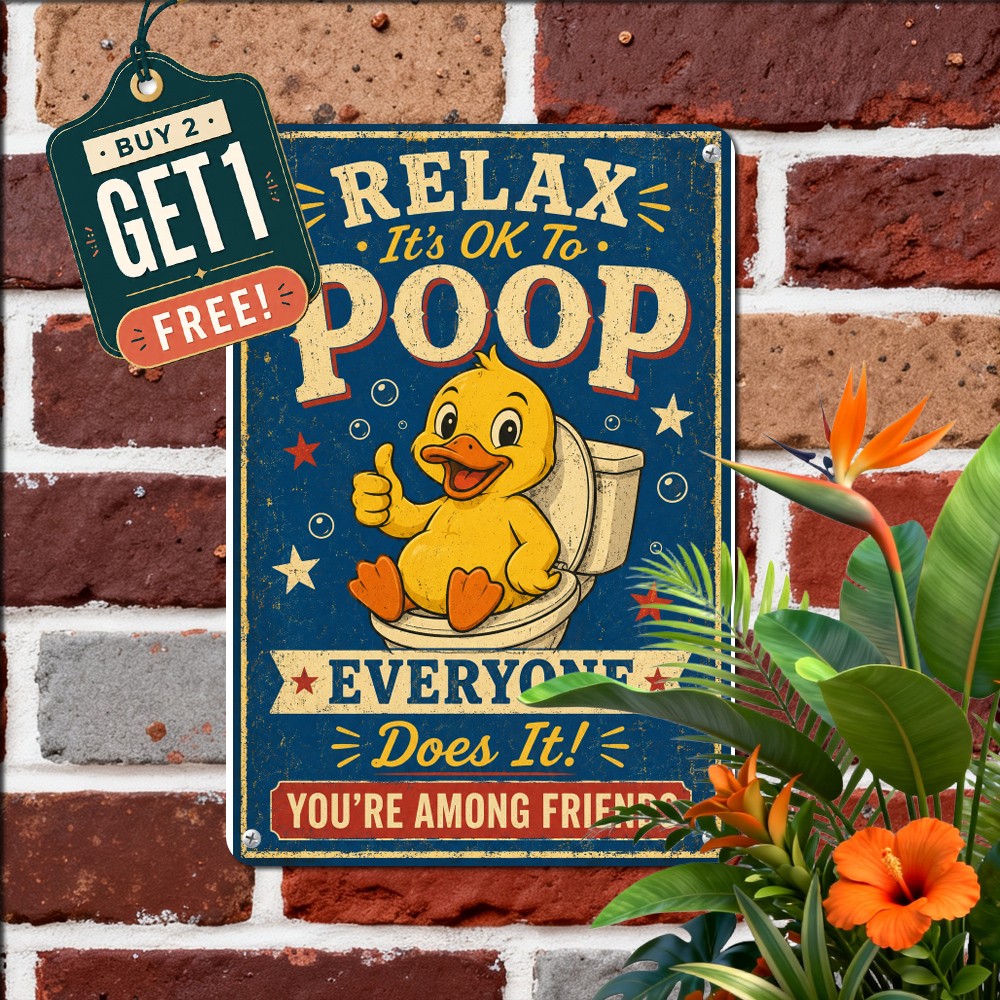 Funny Bathroom Are You Pooping Metal Sign Vintage Tin Plaque Wall Decor 8x12