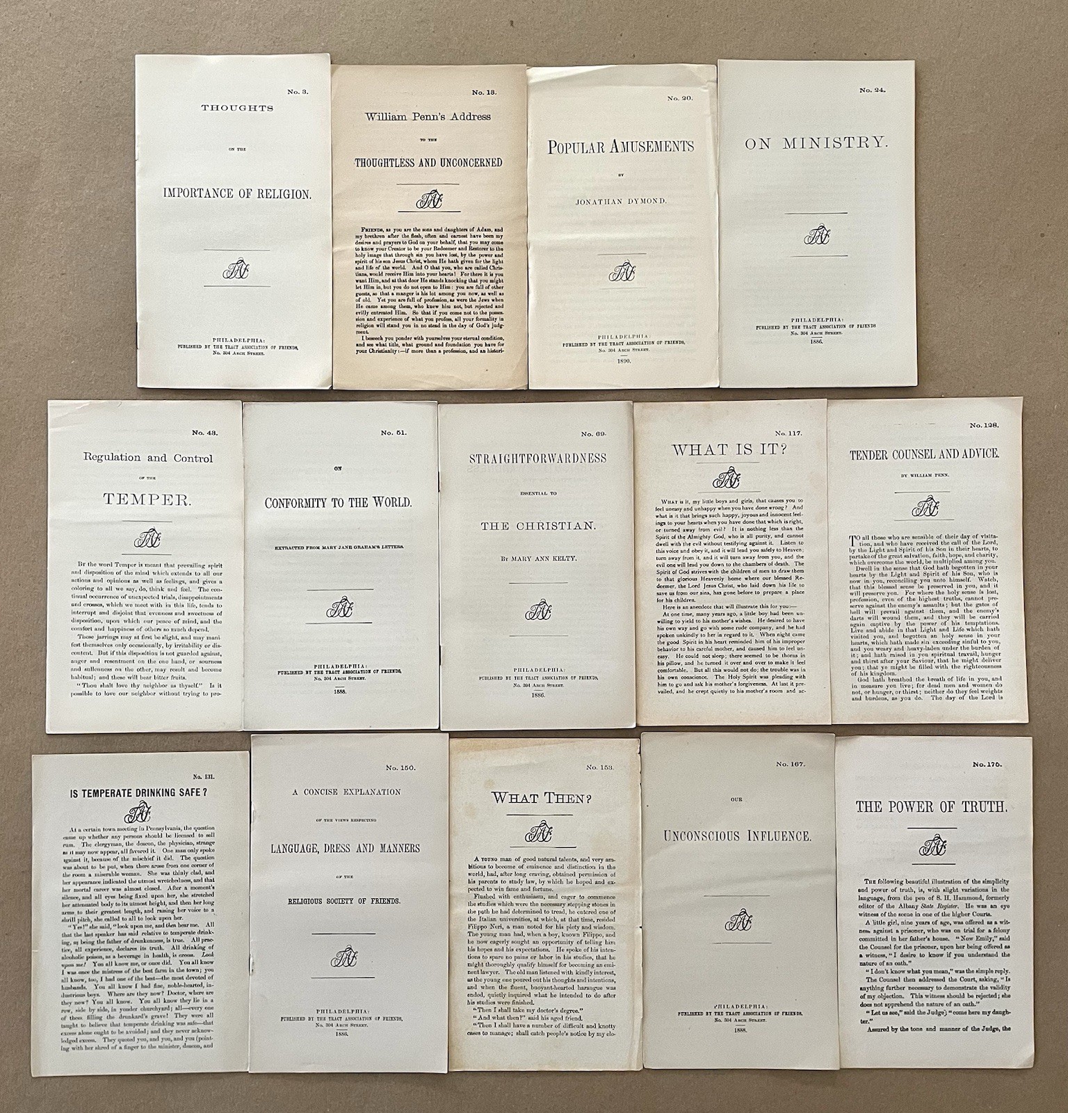Society of Friends LOT OF 14 VARIOUS THEOLOGICAL TRACTS, Pamphlets (Quakers) VG