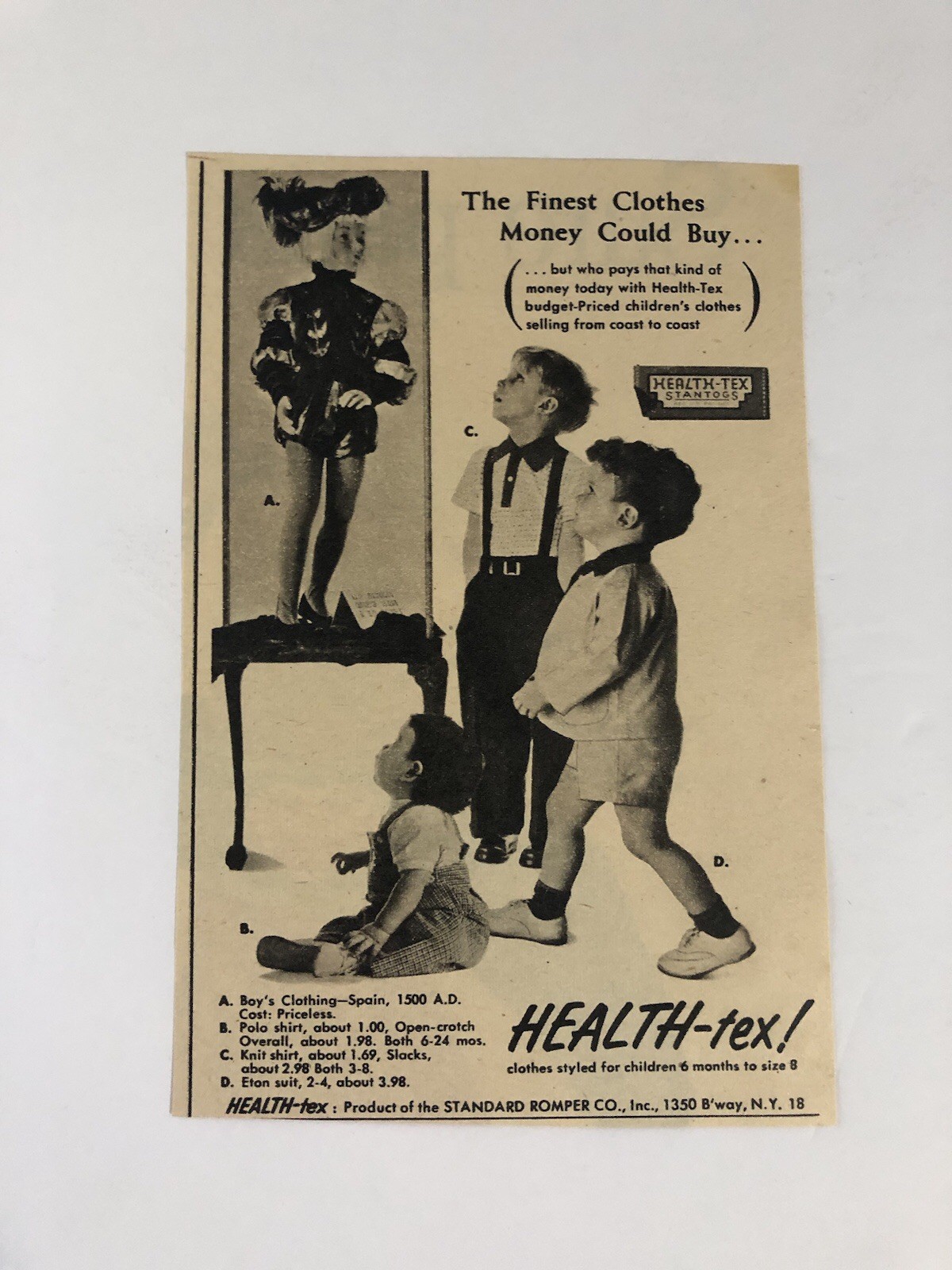 (1950’s) Health Tex child clothing Advertising Magazine ad (1950’s) Health Tex child clothing Advertising Magazine ad