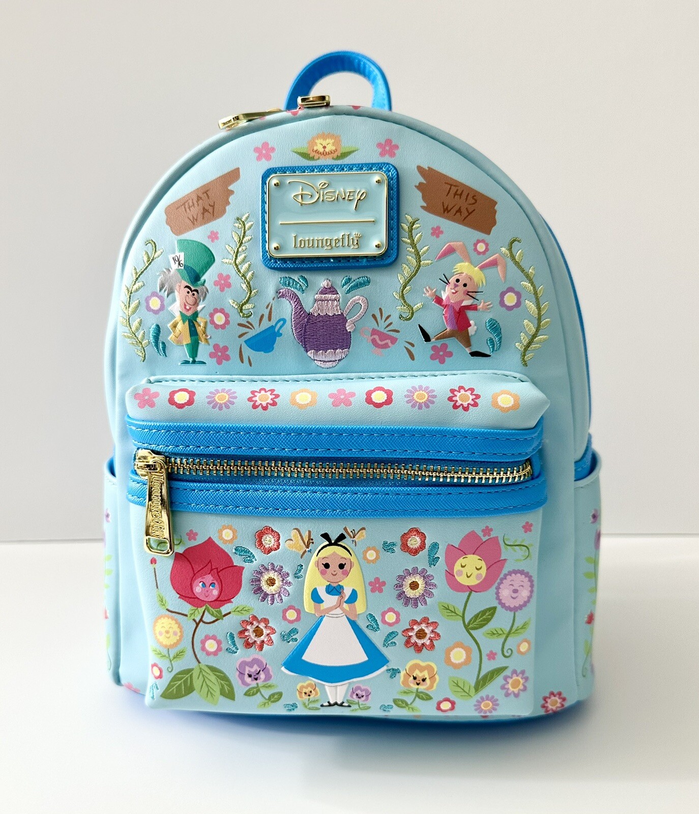 Loungefly Disney Alice in Wonderland Characters Floral Folk Art Mini Backpack