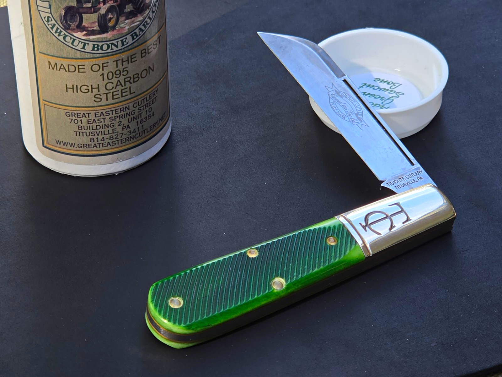 Great Eastern Cutlery Tidioute Tractor Green Bone Slipjoint TC Barlow GEC 153124 Great Eastern Cutlery Tidioute Tractor Green Bone Slipjoint TC Barlow GEC 153124