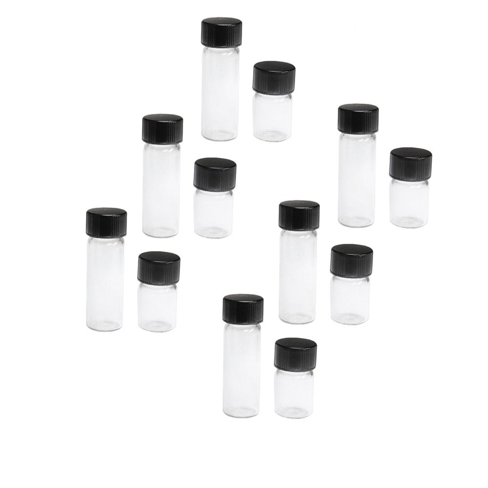12PC Small Glass Vials with Screw Top Lids, Gold Flake and Essential Oil, 1 Dram 12PC Small Glass Vials with Screw Top Lids, Gold Flake and Essential Oil, 1 Dram