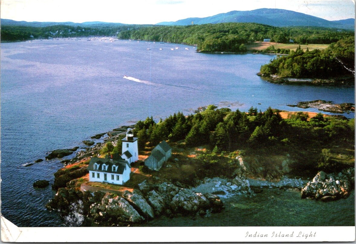 Rockport Maine Indian Island Light Lighthouse Continental Postcard B681 Rockport Maine Indian Island Light Lighthouse Continental Postcard B681