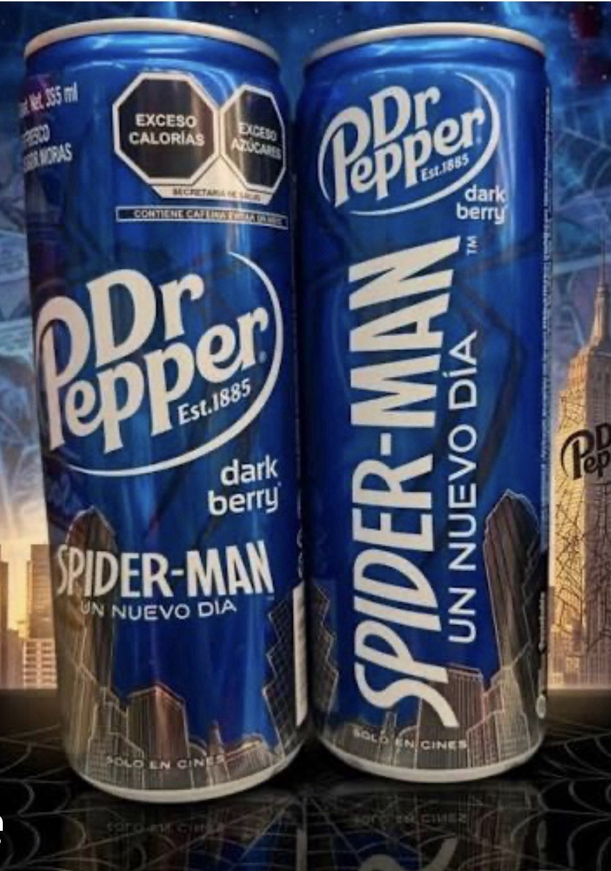 Dr Pepper Dark Berry Mexico 6 Pack 355ml Unopened Cans Spider Man Brand New Day