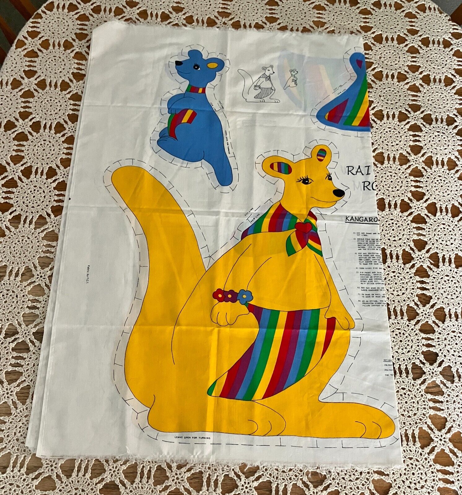 Vintage General Greetings Rainbow Room Cut & Sew Pattern Momma & Baby Kangaroo 