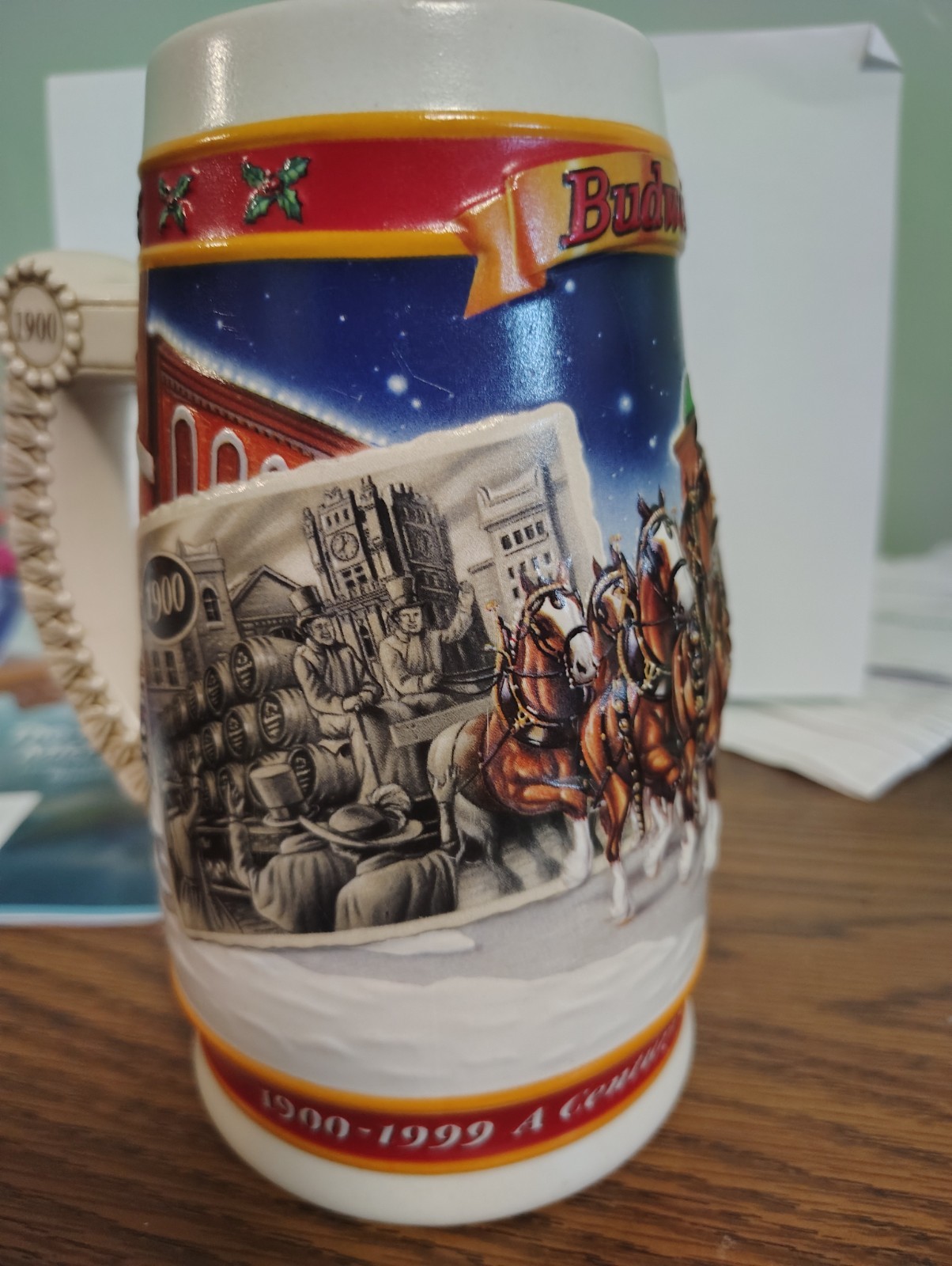 Budweiser Beer Holiday Stein 1999 CS389 A Century of Tradition 1900-1999 Ltd Ed. Budweiser Beer Holiday Stein 1999 CS389 A Century of Tradition 1900-1999 Ltd Ed.