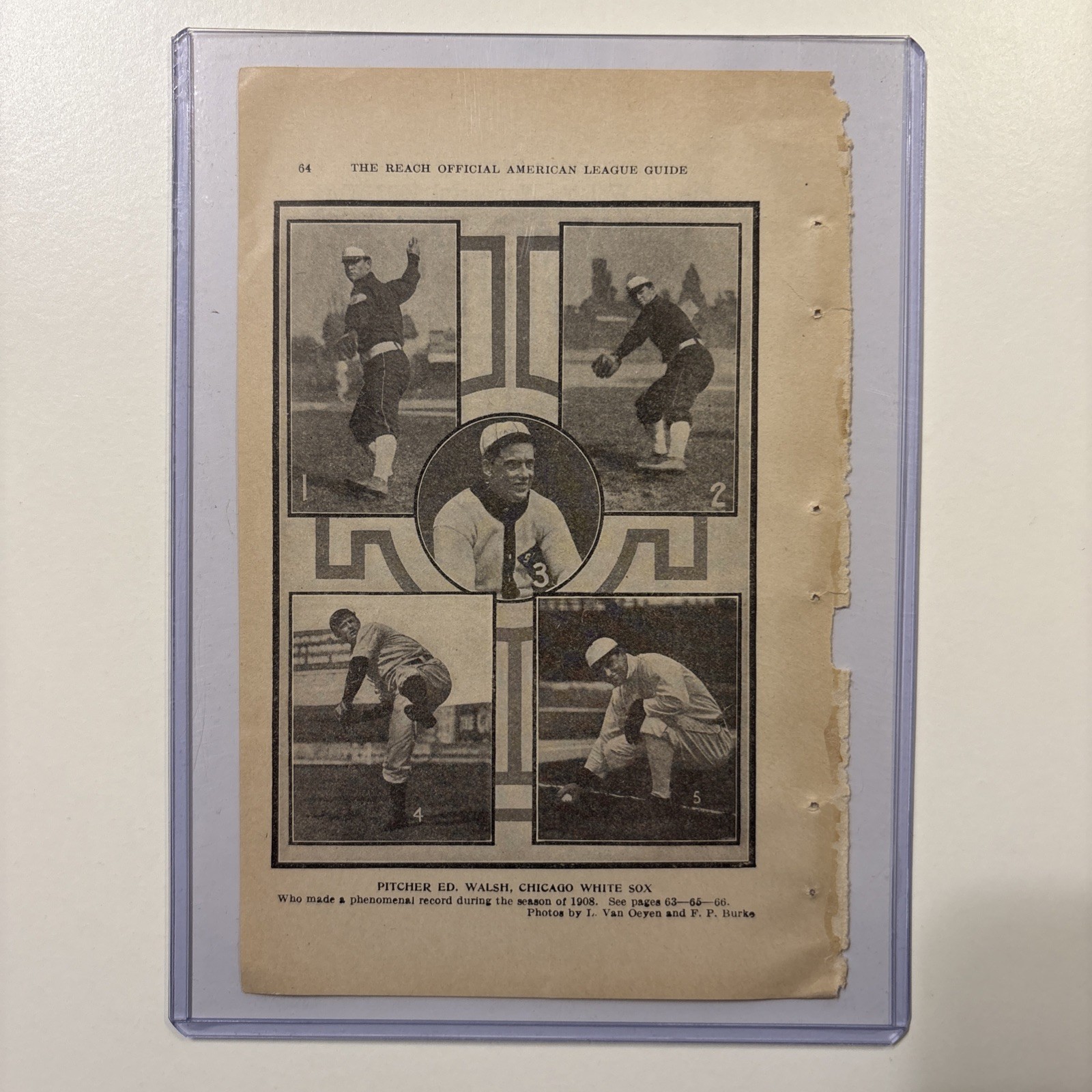 1908 Ed Walsh Chicago White Sox Picture Rare Antique Baseball HOF Dead-Ball Era