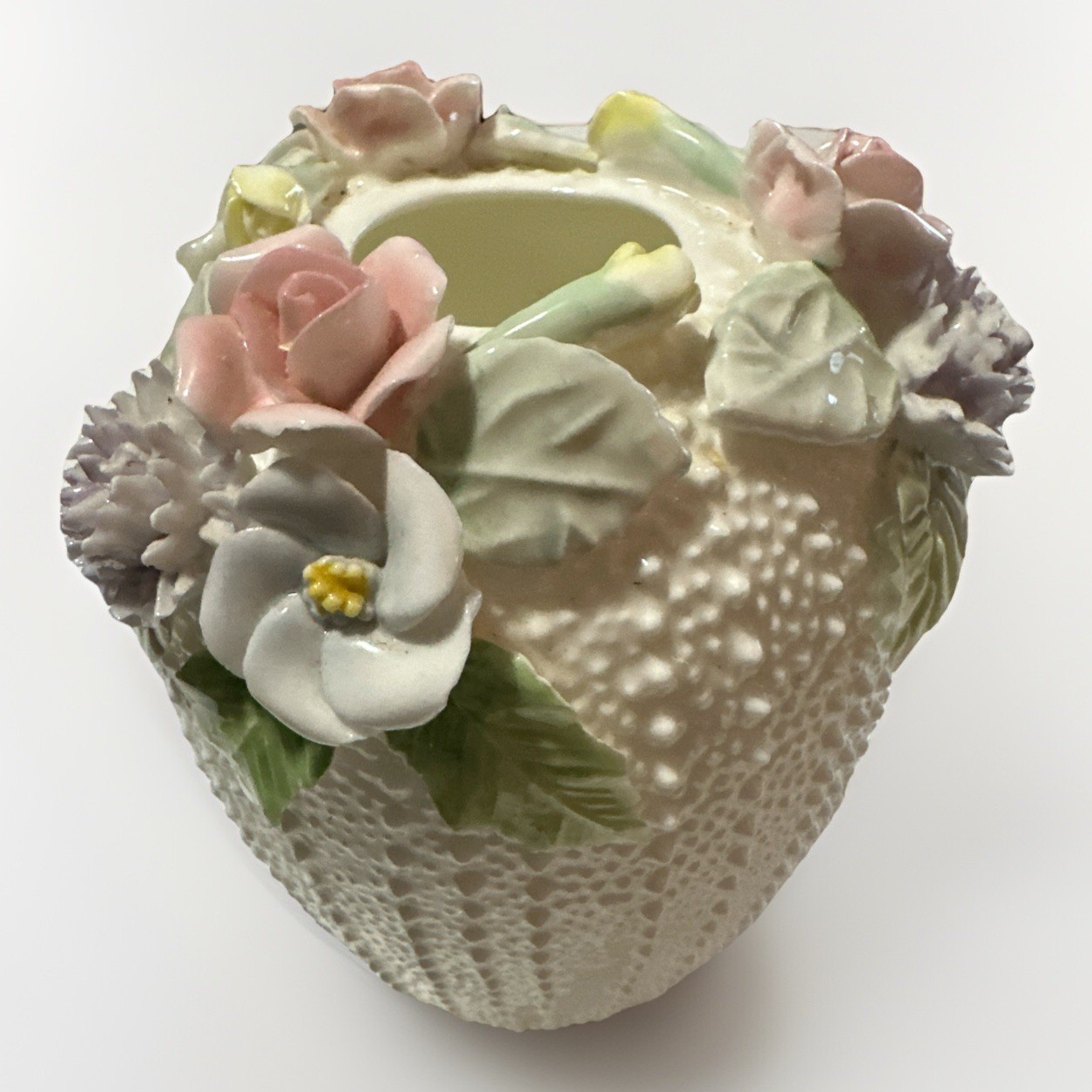 Vtg Jolie Fleurs Bone China Vase By Seymour Mann Sculptured Peonies Roses Violet Vtg Jolie Fleurs Bone China Vase By Seymour Mann Sculptured Peonies Roses Violet