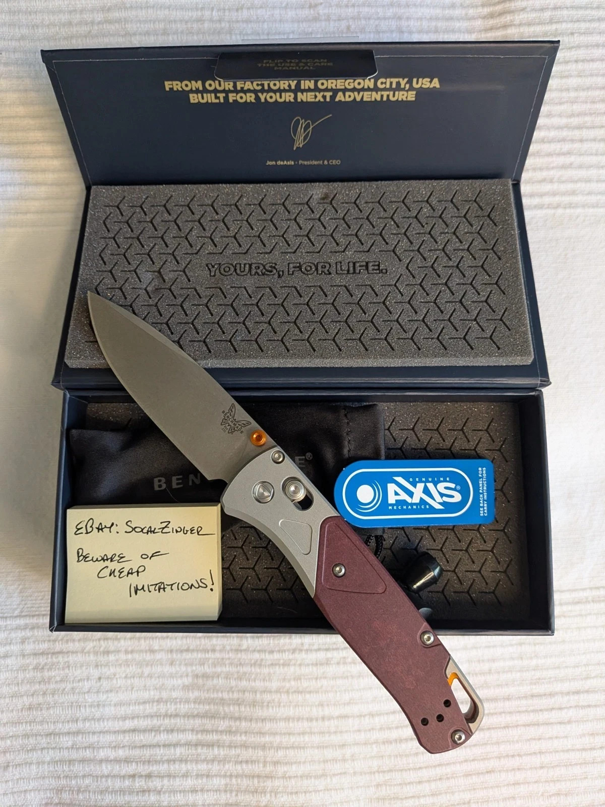 Benchmade Bugout Knife 535-09 CPM-S90V Richlite -NEW- Authentic -Watch for fakes Benchmade Bugout Knife 535-09 CPM-S90V Richlite -NEW- Authentic -Watch for fakes