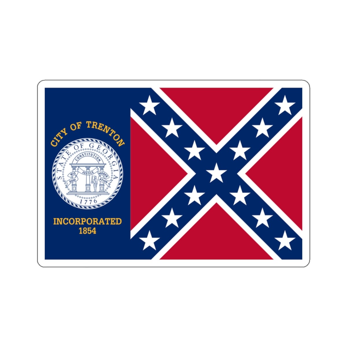 Flag of Trenton, Georgia - STICKER Vinyl Kiss-Cut Decal