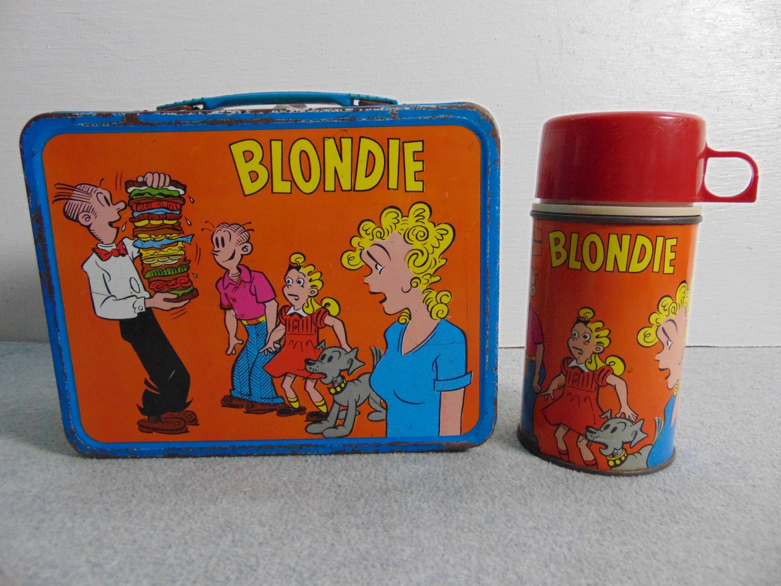 VINTAGE THERMOS 1969 BLONDIE METAL LUNCH BOX WITH THERMOS VINTAGE THERMOS 1969 BLONDIE METAL LUNCH BOX WITH THERMOS