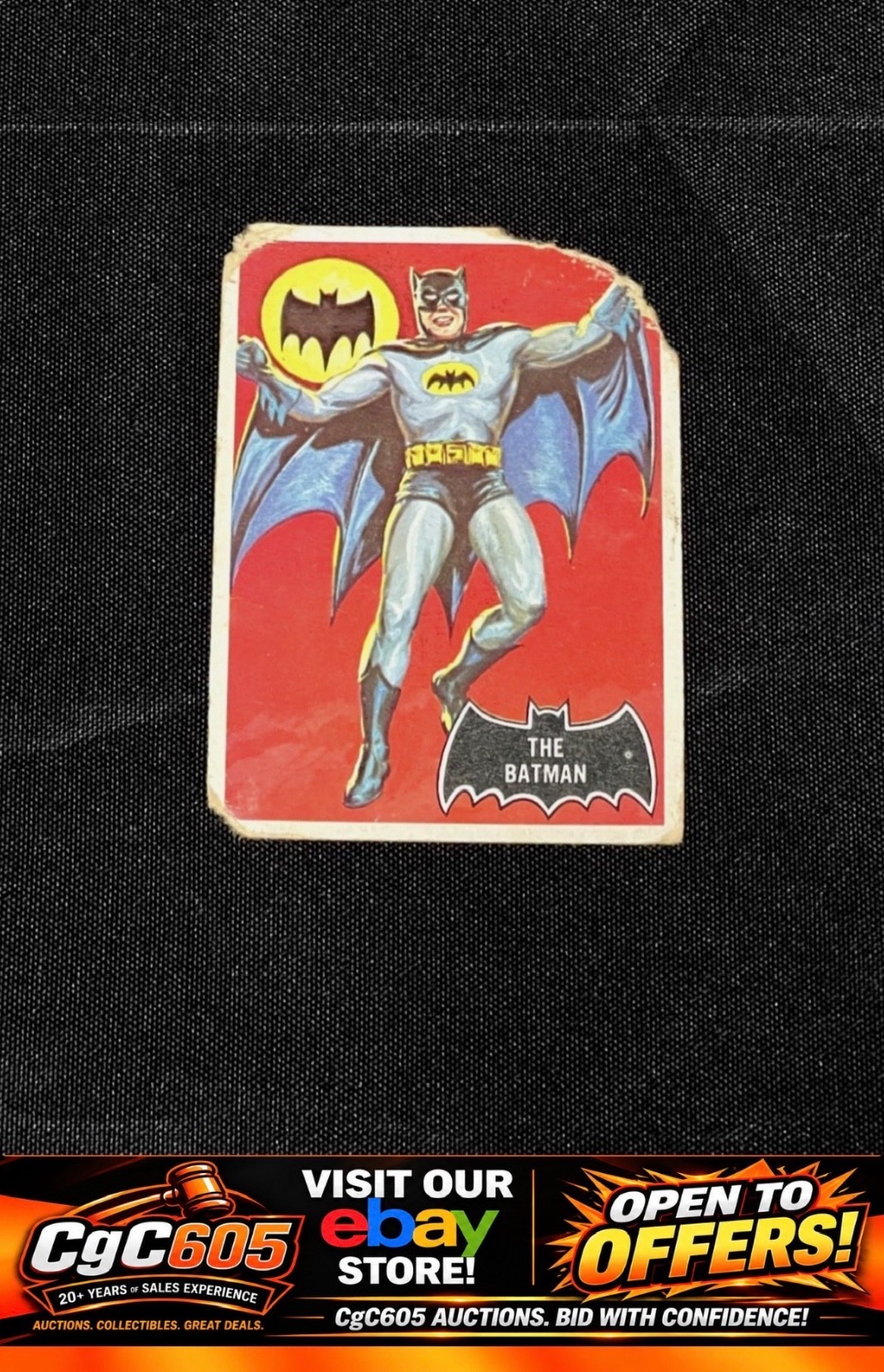 1966 Topps Black #1 Batman Rookie AUTHENTIC Vintage Comic DC Card *CgC605* 1966 Topps Black #1 Batman Rookie AUTHENTIC Vintage Comic DC Card *CgC605*