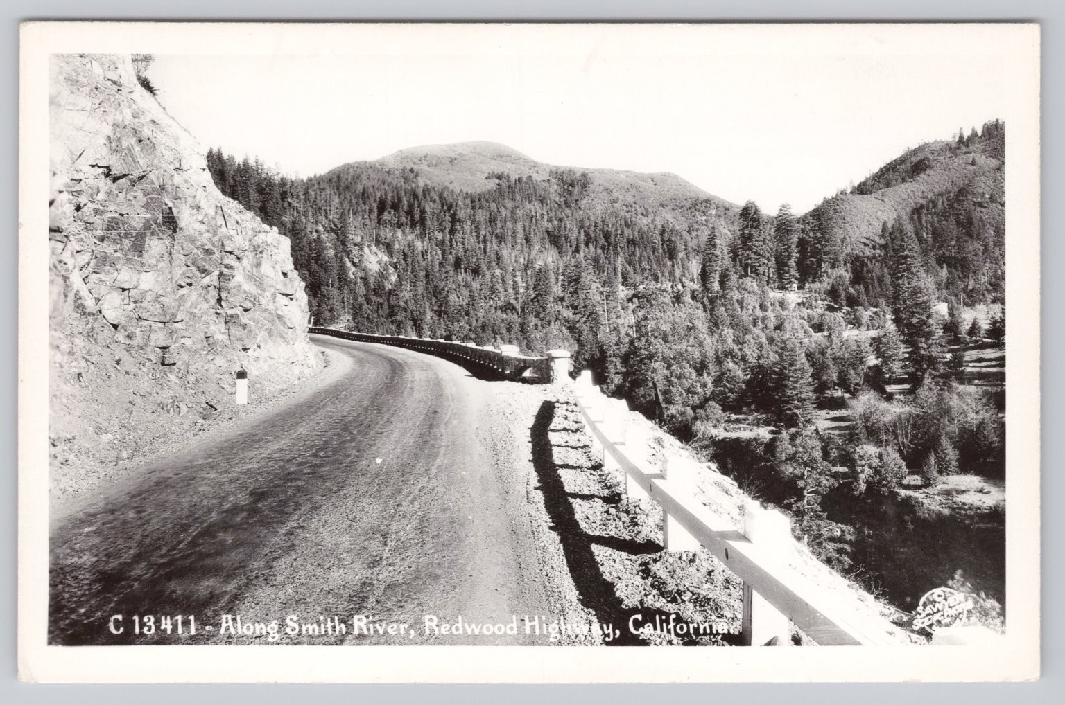 Vintage Real Photo Postcard Along Smith River Redwood Highway California