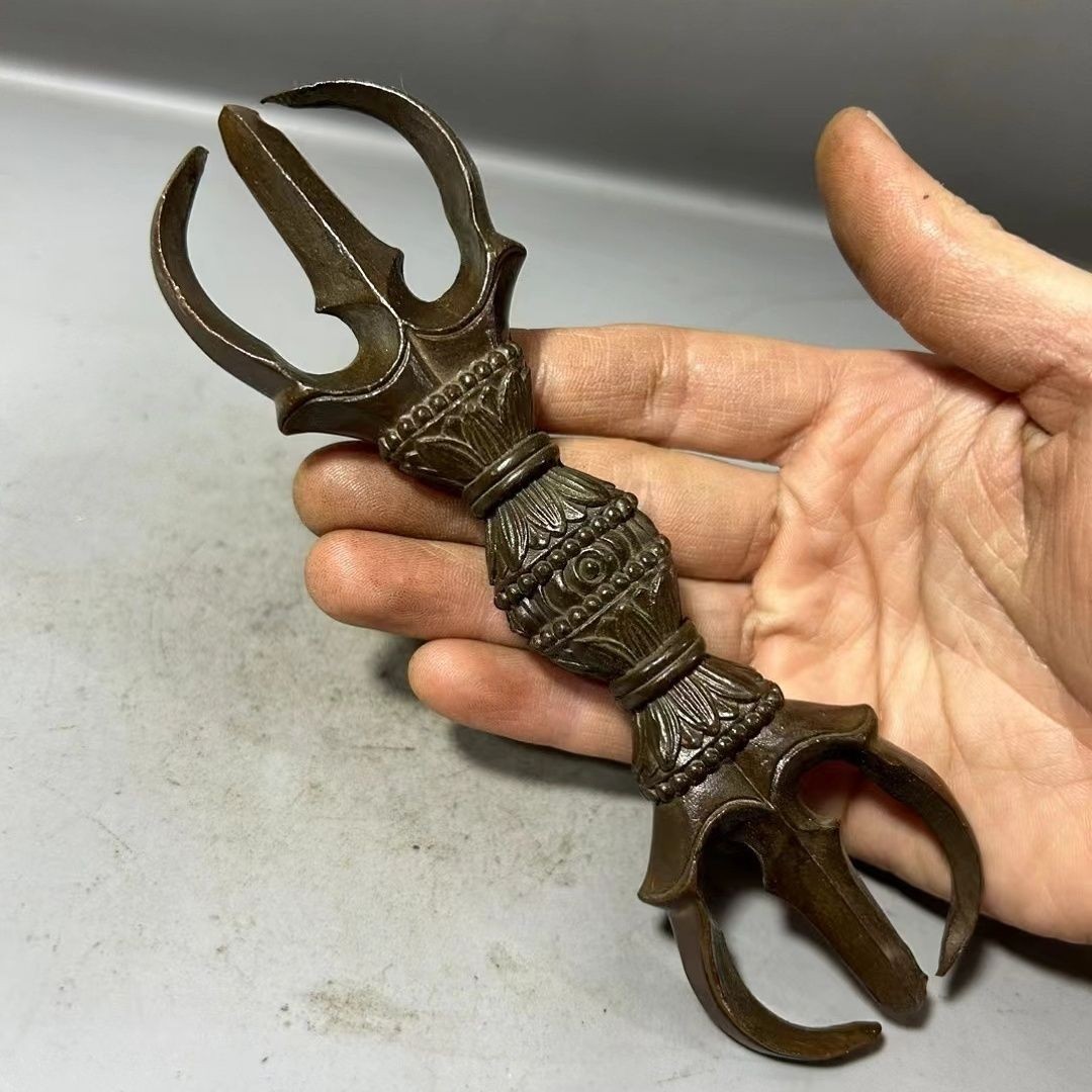 Tibetan Vajra Dorje Ritual Tool Nepalese Four Prong Buddhist Cross Ornament Tibetan Vajra Dorje Ritual Tool Nepalese Four Prong Buddhist Cross Ornament