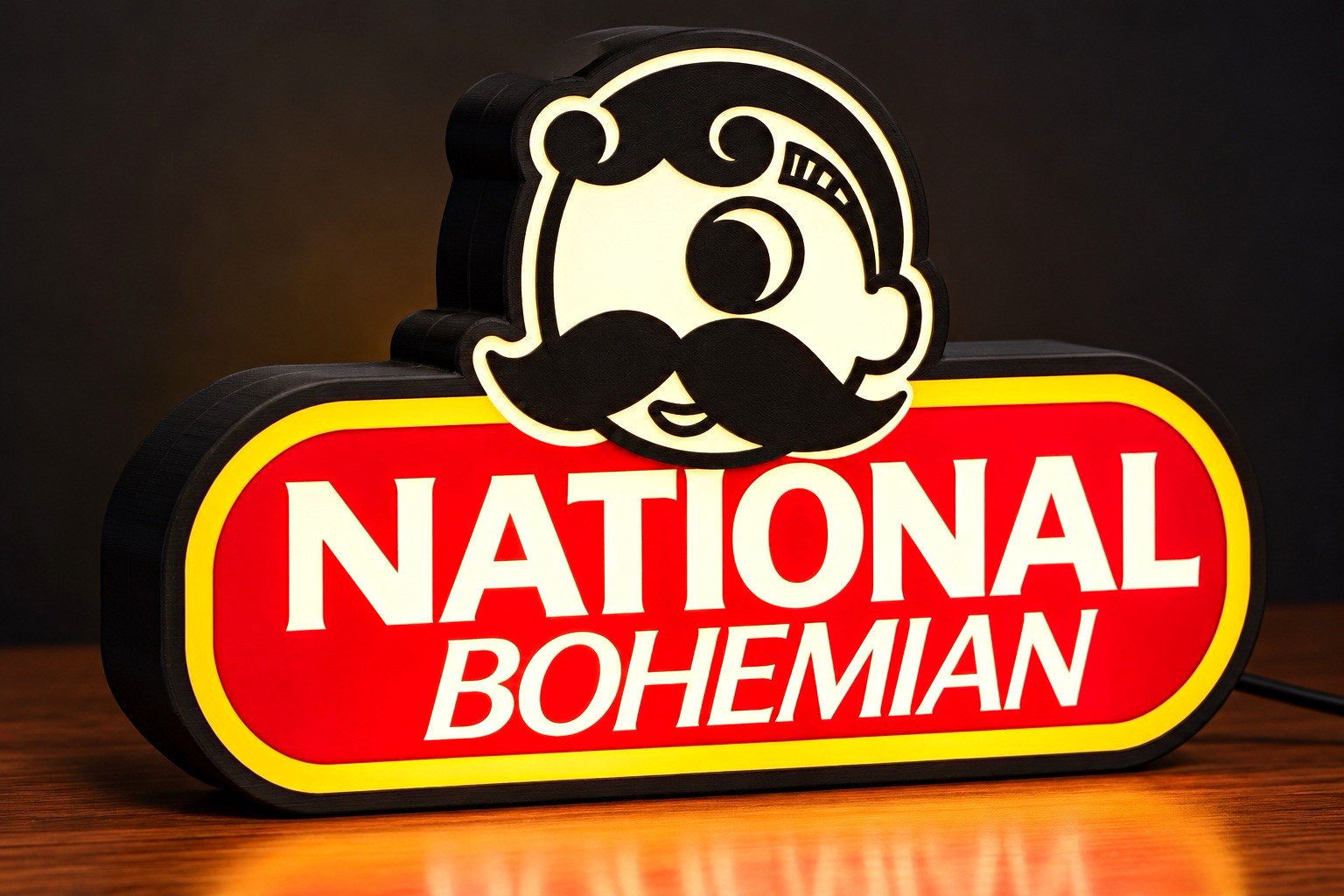 National Bohemian Beer LED LightBox Display Mr. Boh Natty Boh Retro Bar Sign 8”