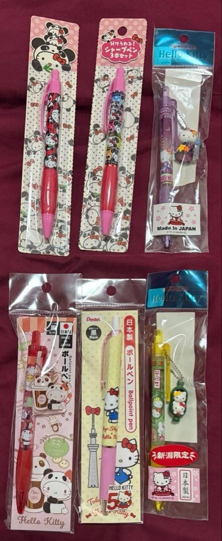 Local limited Hello Kitty Kitty ballpoint mechanical pencil set of 6 #3ebc72