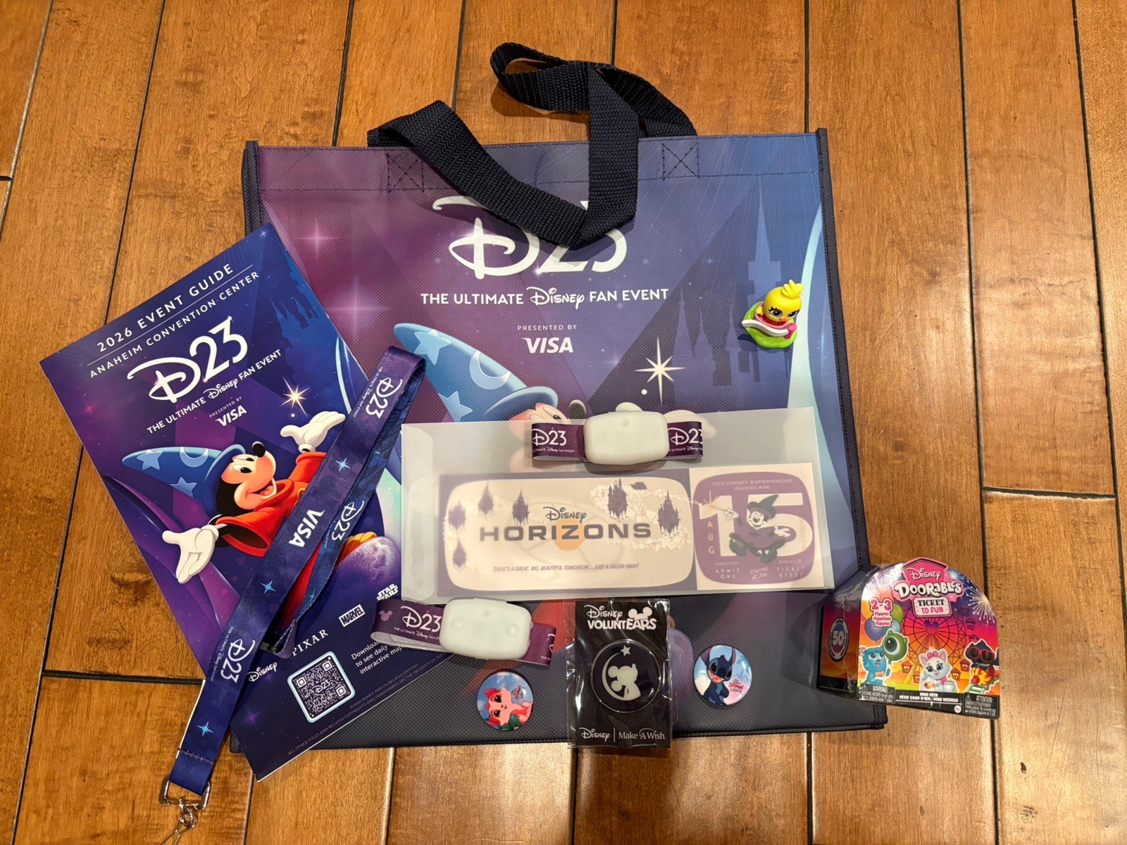 Disney D23 EXPO 2026 SWAG BAG - Tote, Lanyard, Pins, Horizons Ticket 
