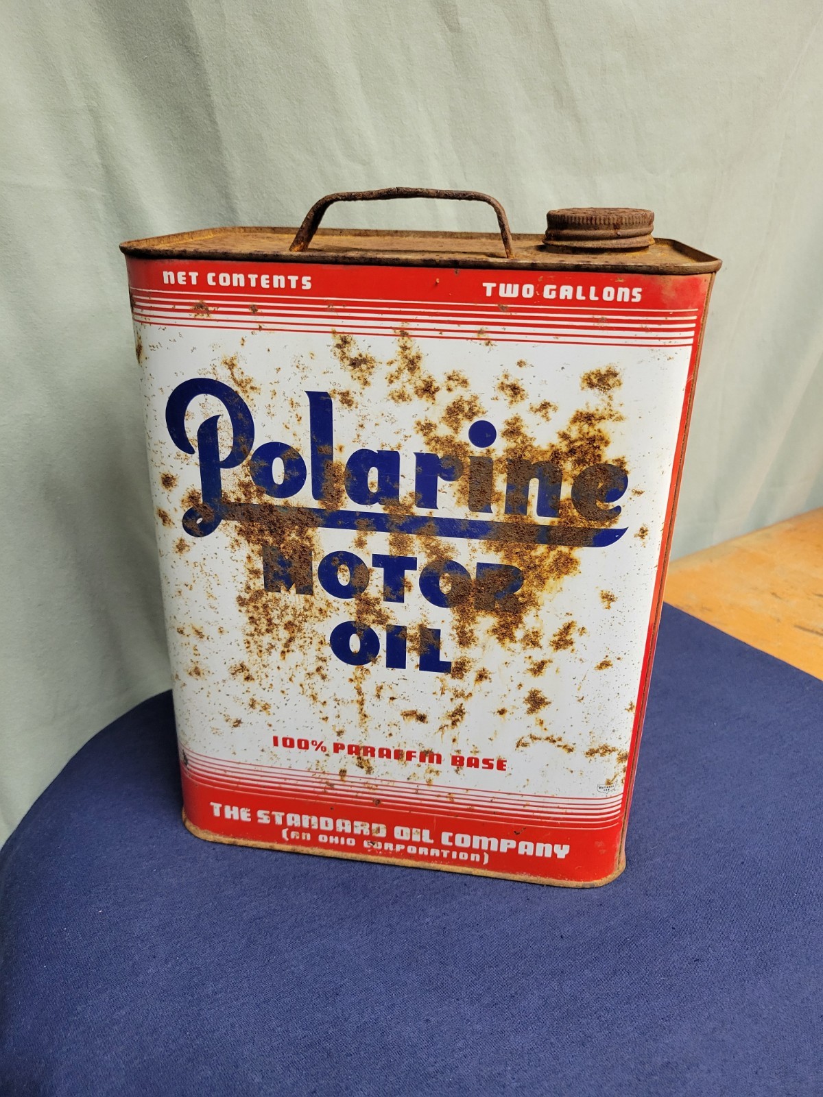 Vintage Polarine Motor Oil Can 2 Gallons Standard Oil Co. OLD