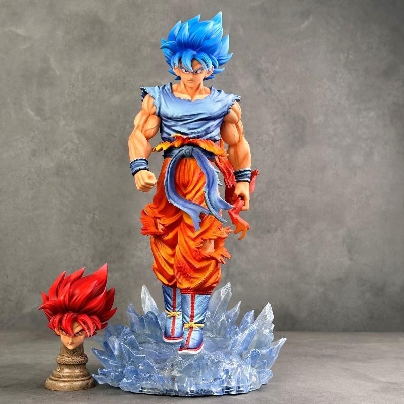 33CM Dragon Ball Son Goku Figure Statue Super Saiyan Blue Red Hair Anime LED 33CM Dragon Ball Son Goku Figure Statue Super Saiyan Blue Red Hair Anime LED