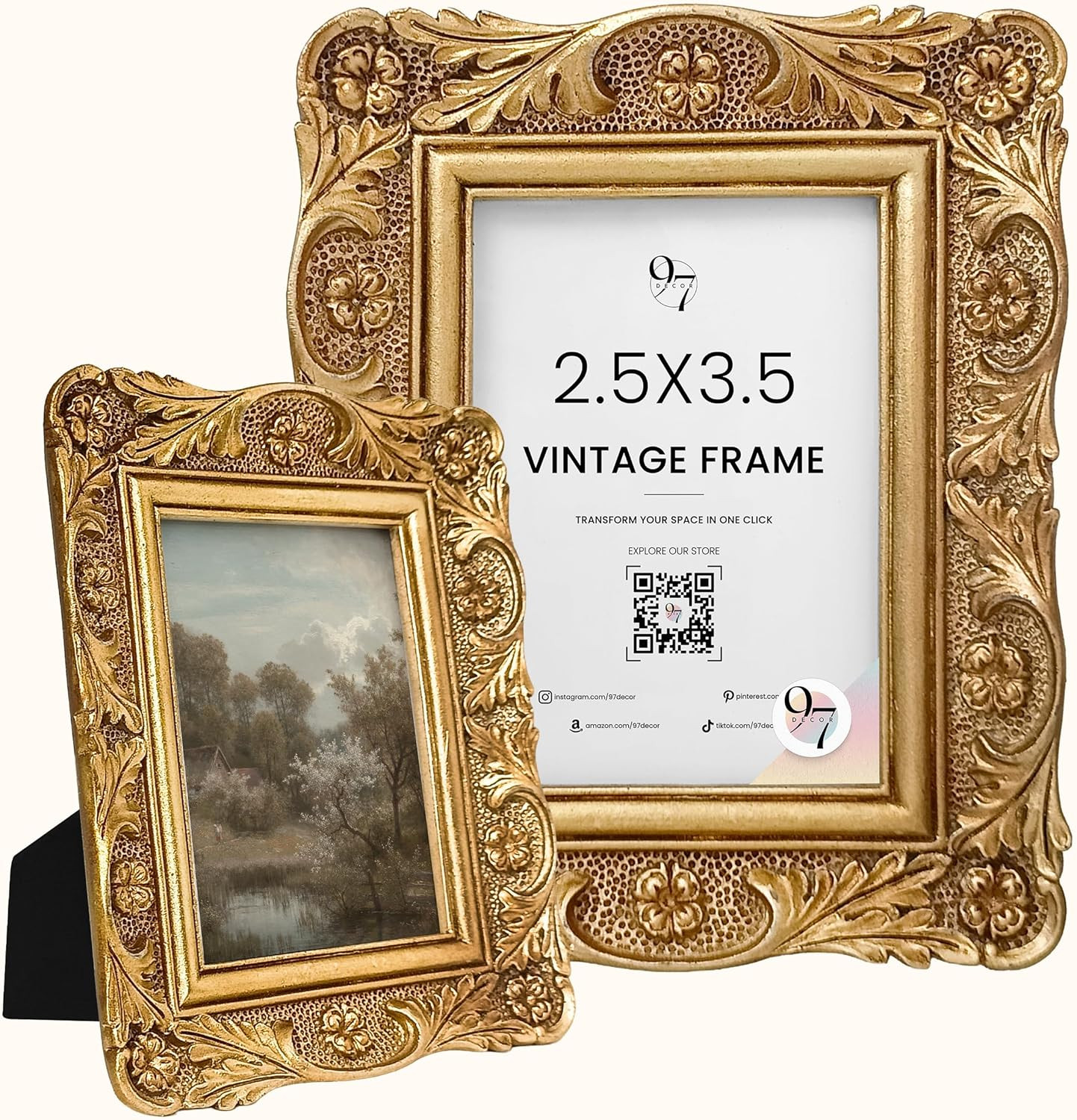 97 Decor Small Vintage Picture Frames 2.5X3.5 - Antique Gold Frame 2.5X3.5 for T