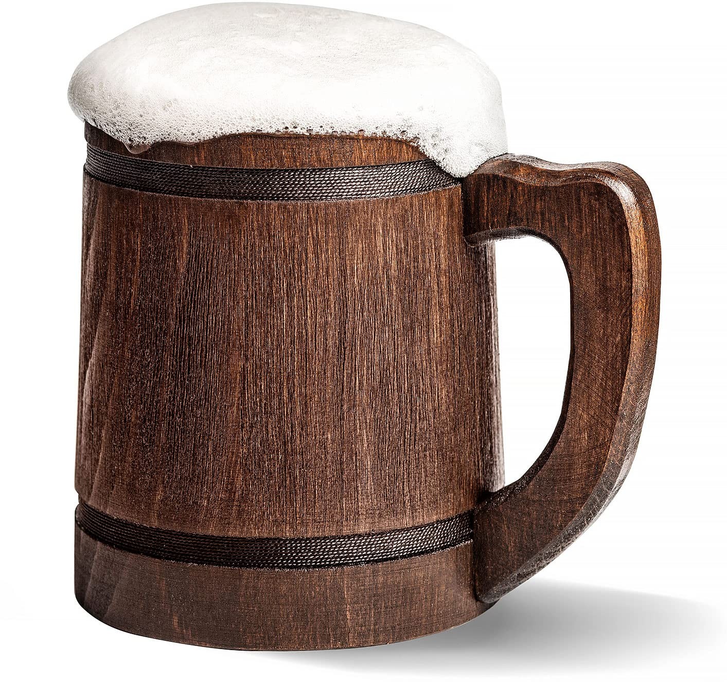 HOZPROM 20 oz Handmade Root Beer Stein Metal Tankard Viking Wood Cup HOZPROM 20 oz Handmade Root Beer Stein Metal Tankard Viking Wood Cup