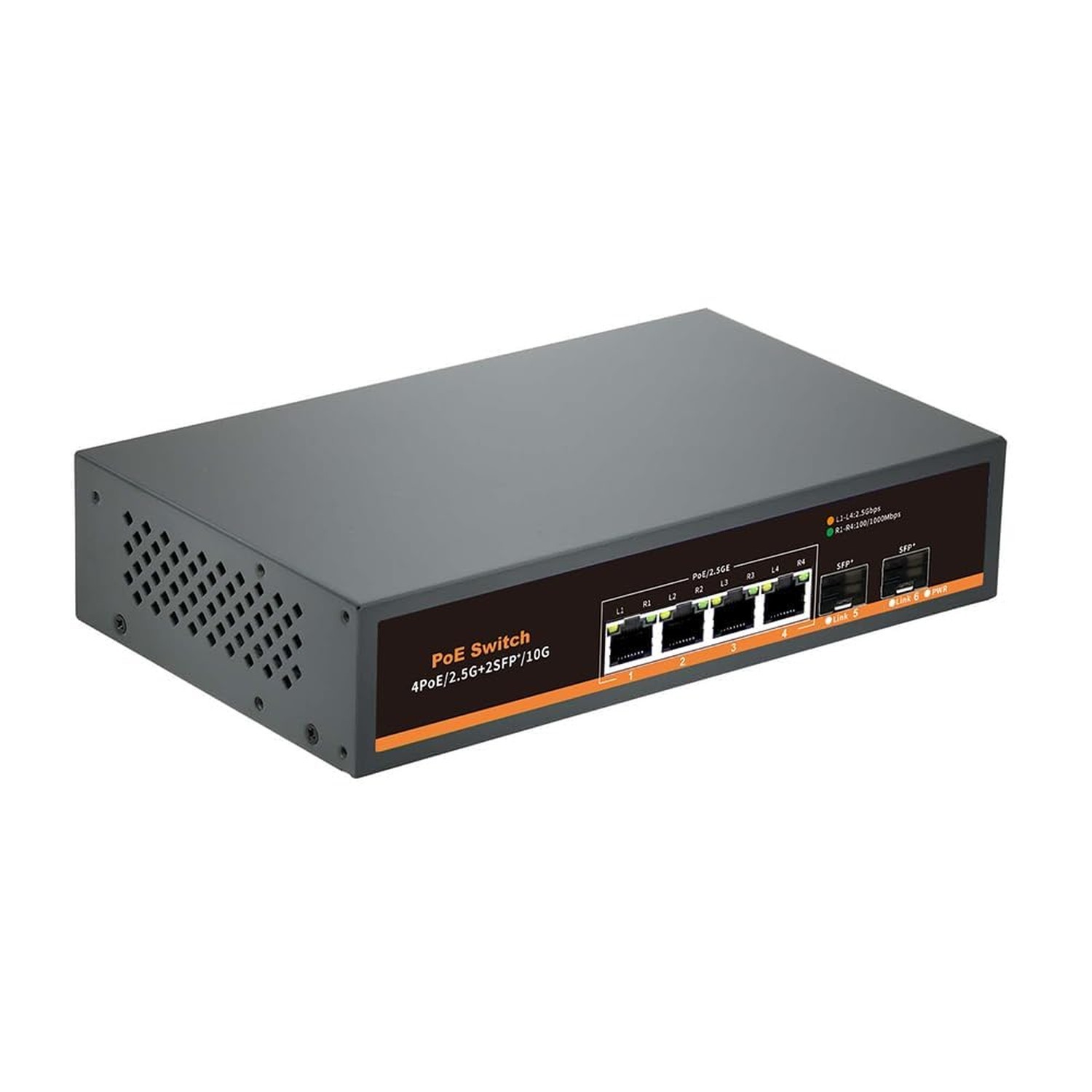 2.5G Unmanaged PoE Switch with 4 x 2.5G Base-T Ports and 2 x 10G SFP Uplink P... 2.5G Unmanaged PoE Switch with 4 x 2.5G Base-T Ports and 2 x 10G SFP Uplink P...