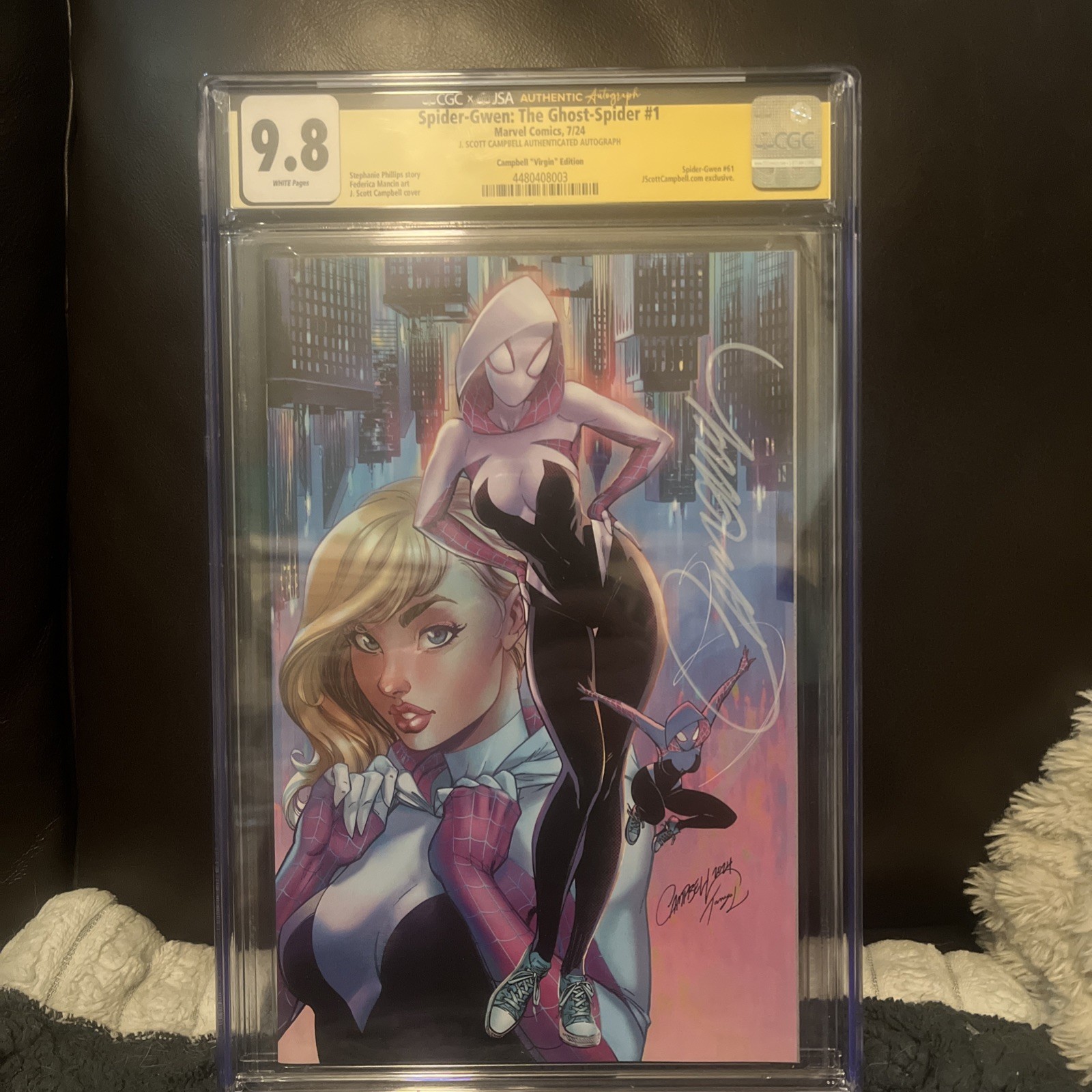 Spider-Gwen: Ghost Spider #1 J Scott Campbell Virgin Variant CGC 9.8 - Signed Spider-Gwen: Ghost Spider #1 J Scott Campbell Virgin Variant CGC 9.8 - Signed