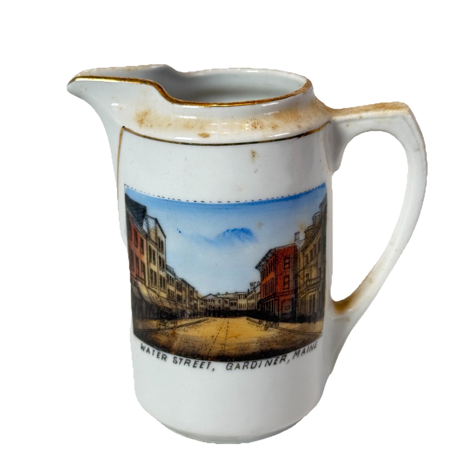 Gardiner , MAINE ME Antique WATER STREET Souvenir Germany China Creamer Gardiner , MAINE ME Antique WATER STREET Souvenir Germany China Creamer