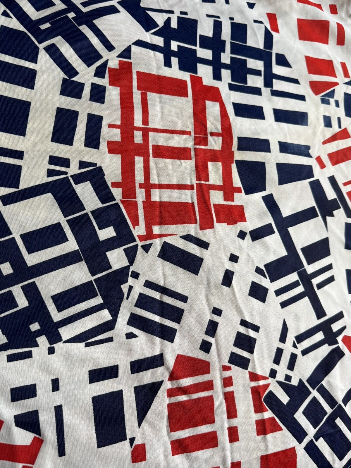 Authentic RETRO 1960’s Geometric Mod GOGO Polyester Blend 52”X 90” Red/Wht/Blue