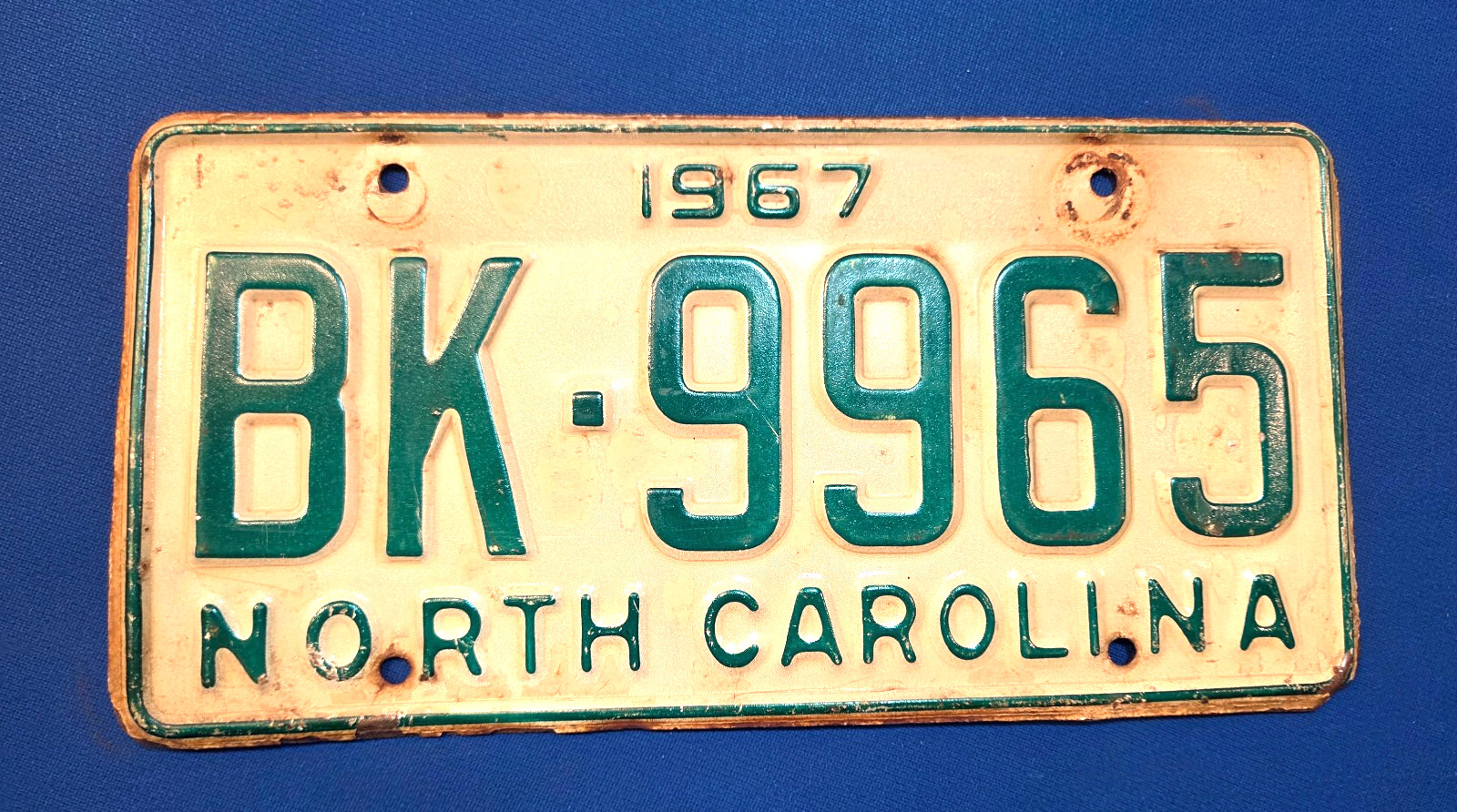 1967 NORTH CAROLINA LICENSE PLATE NC Tag BK-9965 RAT ROD AUTOMOBILE MAN CAVE 1967 NORTH CAROLINA LICENSE PLATE NC Tag BK-9965 RAT ROD AUTOMOBILE MAN CAVE