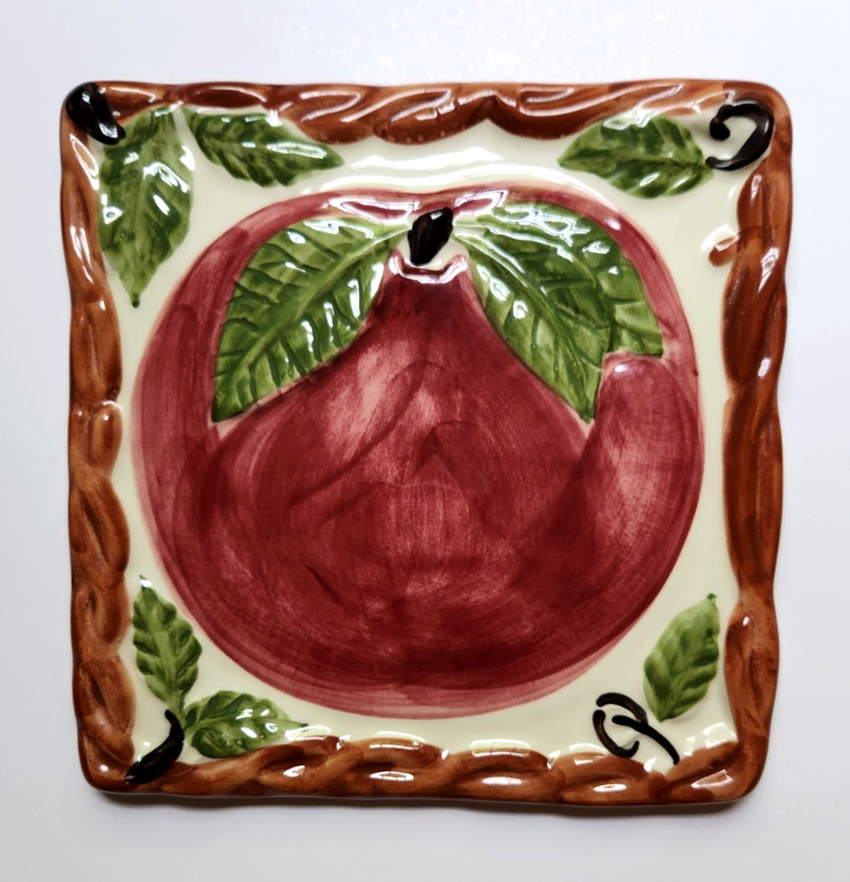 NEW Franciscan Apple Ceramic Trivet Hot Plate Square Leaf Cottagecore Farmhouse