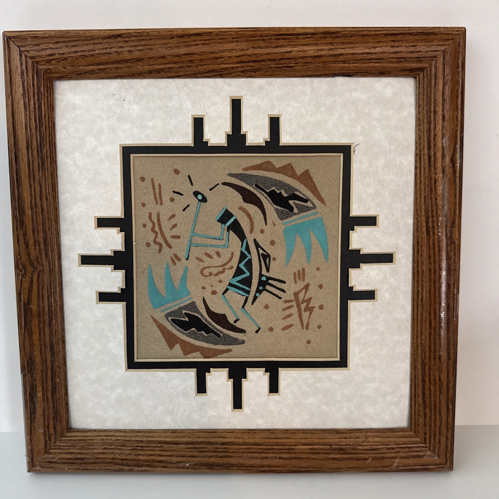 Navajo Sandpainting Handmade Framed 12x12 Inches Navajo Sandpainting Handmade Framed 12x12 Inches