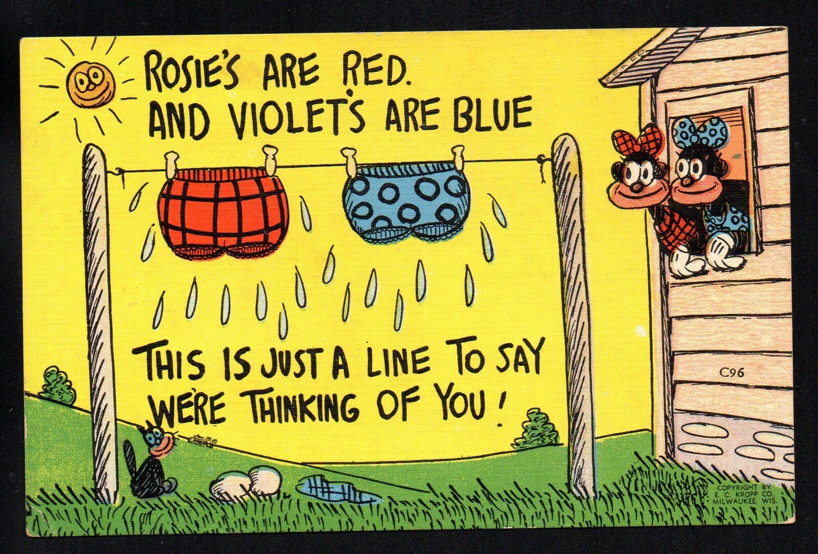 ROSIES ARE RED VIOLETS ARE BLUE  EARLY c1900's UNPOSTED POSTCARD