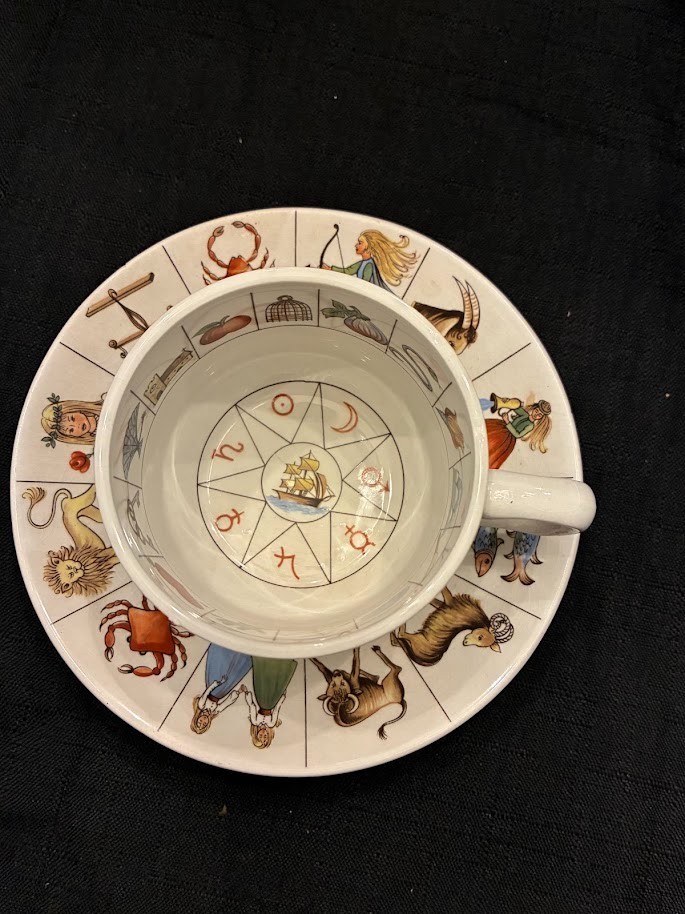 Vintage JON ANTON England Bone China Fortune Telling Tea Leaf Reading Cup Zodiac