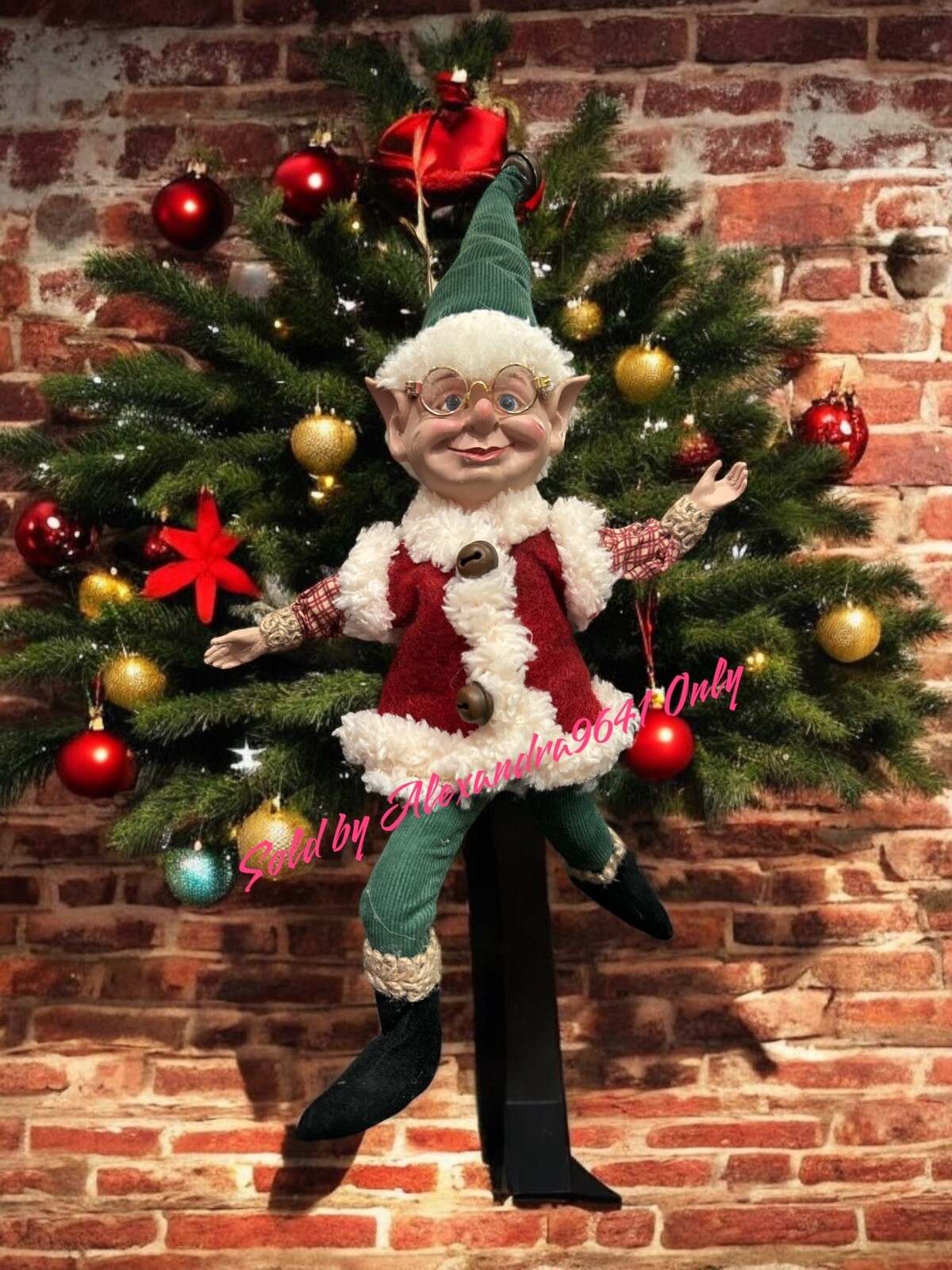 Modern farmhouse Christmas Leprechaun Elf Fairy Shelf Sitter Posable Ornament
