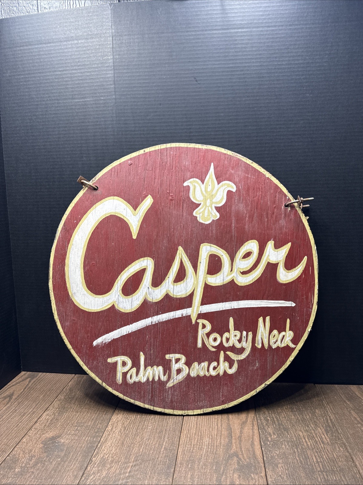 Vintage Double Sided Wood Sign CASPER ROCKY NECK PALM BEACH FLORIDA Vintage Double Sided Wood Sign CASPER ROCKY NECK PALM BEACH FLORIDA