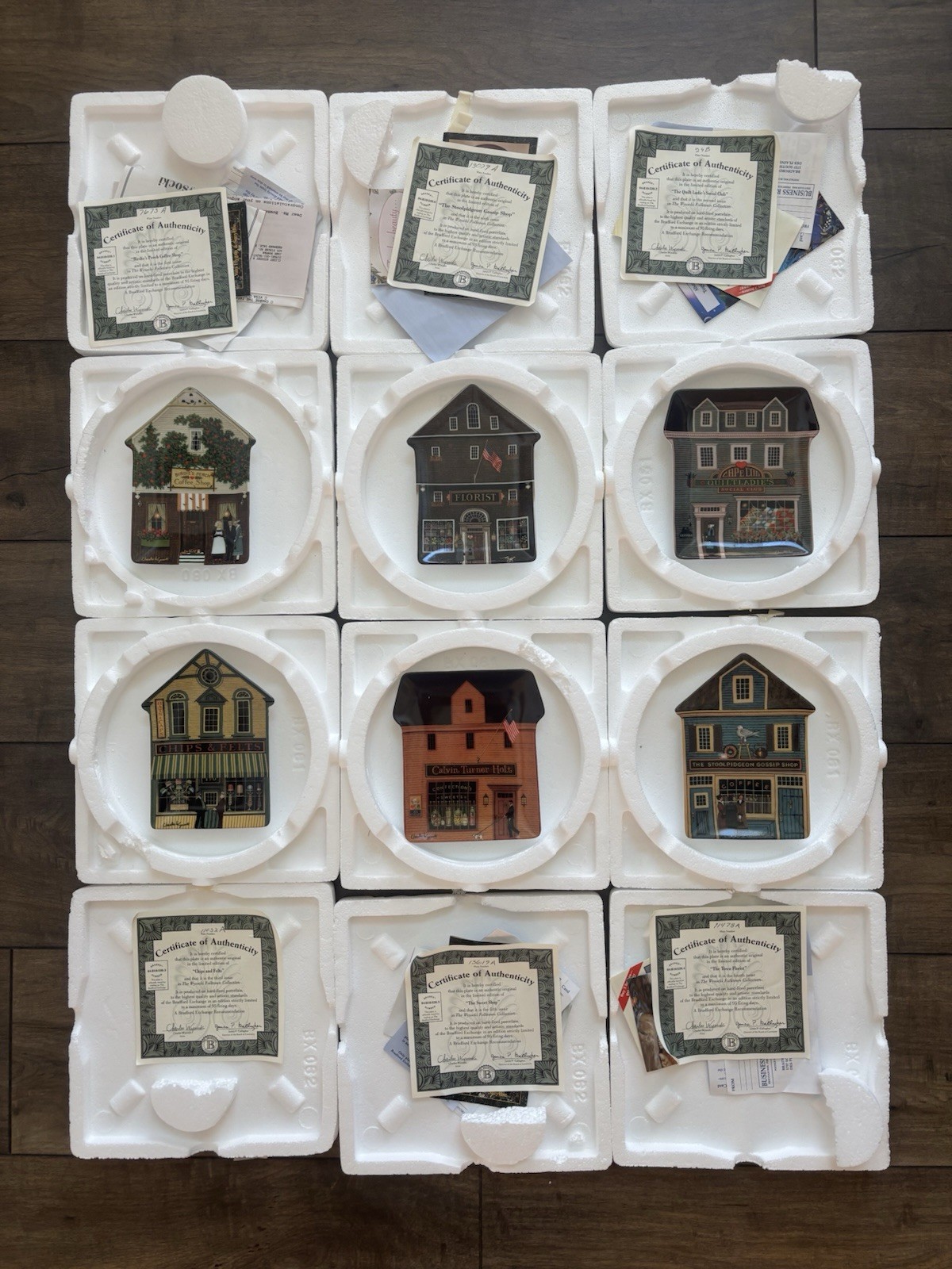 Charles Wysocki Folktown Village House Plates, Bradford Exchange, Set of 6 NEW Charles Wysocki Folktown Village House Plates, Bradford Exchange, Set of 6 NEW