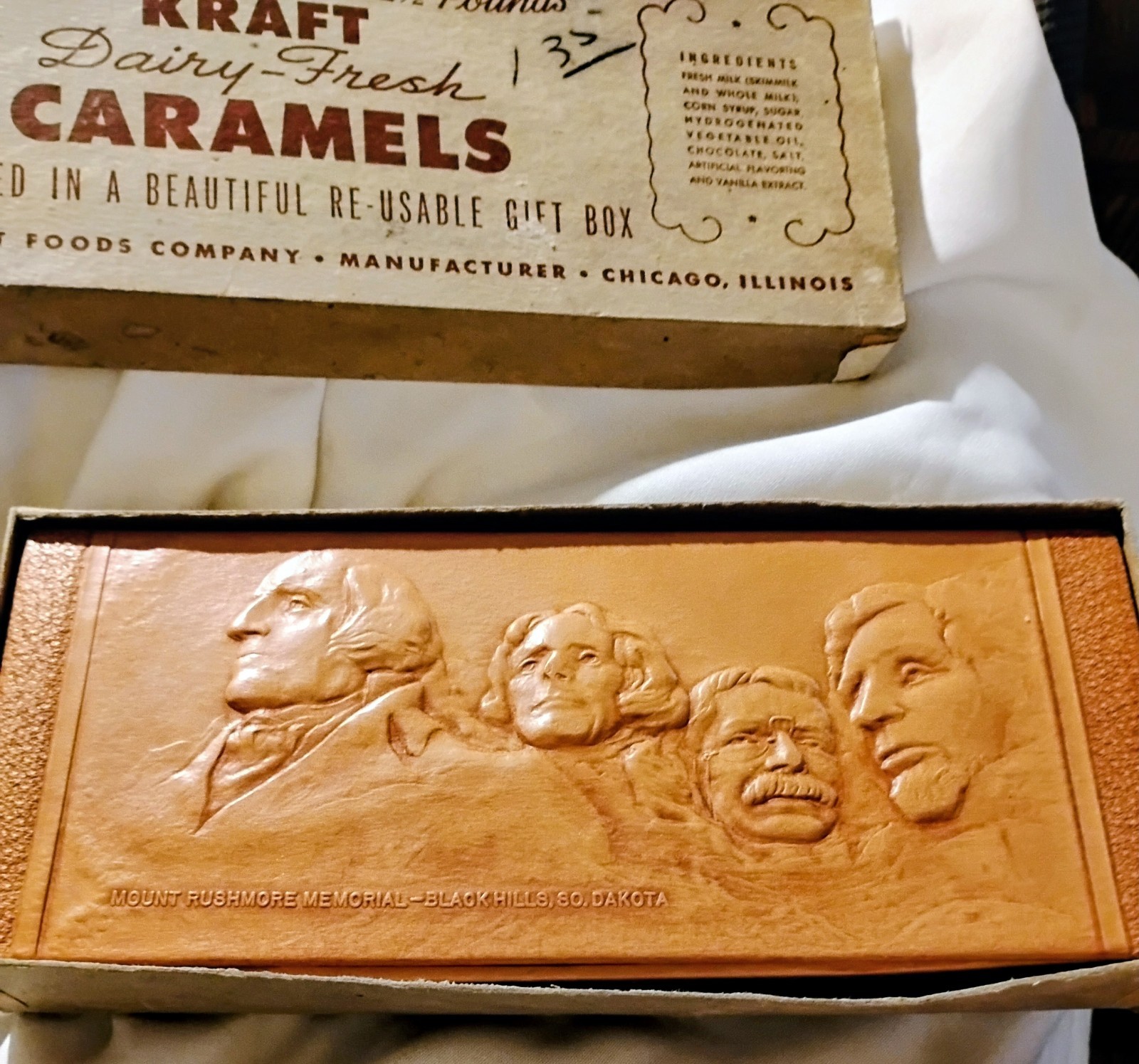 Vintage 50s Kraft Carmels Full Unopened Box Sealed Cello Guildcraft Mt Rushmore Vintage 50s Kraft Carmels Full Unopened Box Sealed Cello Guildcraft Mt Rushmore