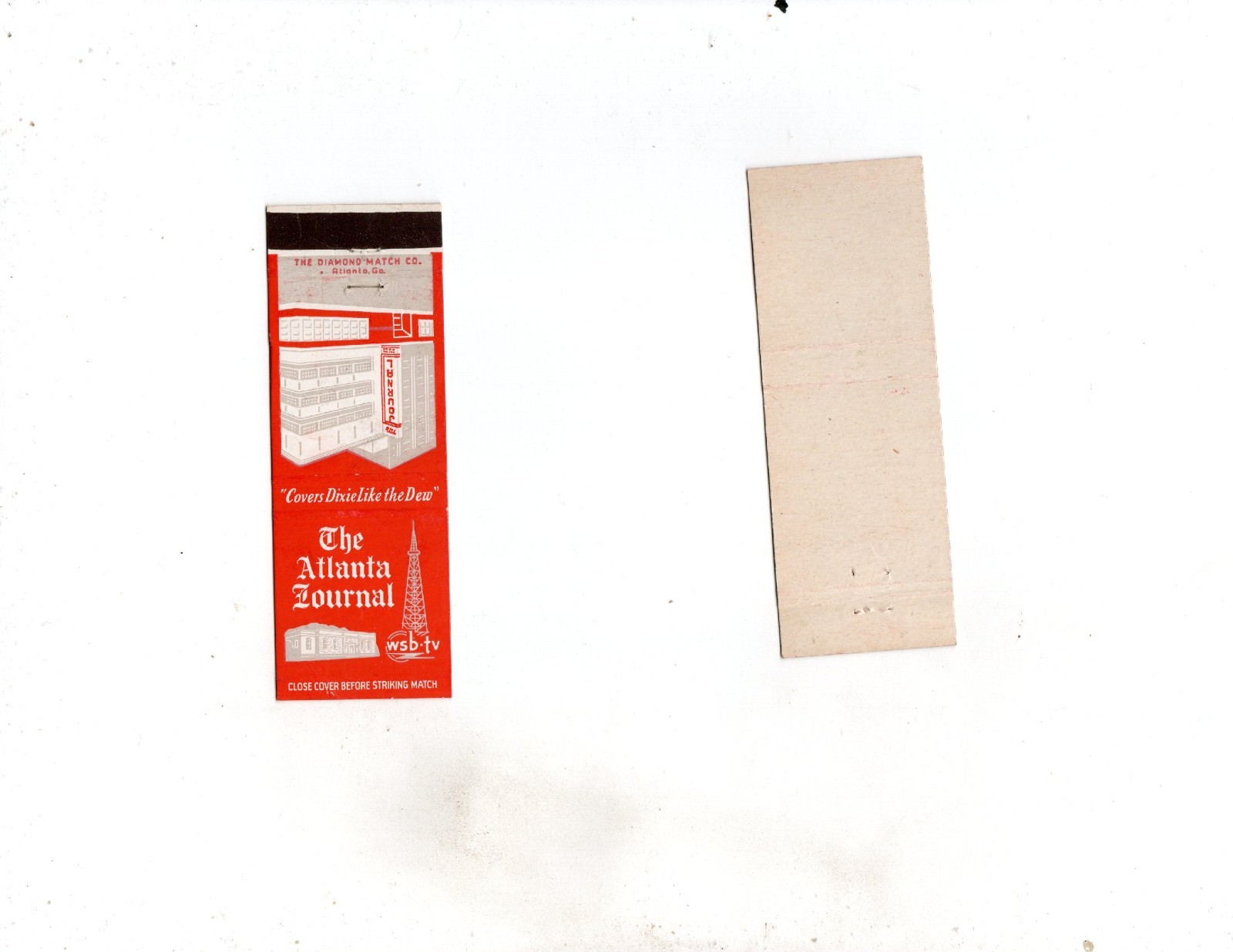 Vintage Matchcover The Atlanta Jouranal WSB-TV Vintage Matchcover The Atlanta Jouranal WSB-TV