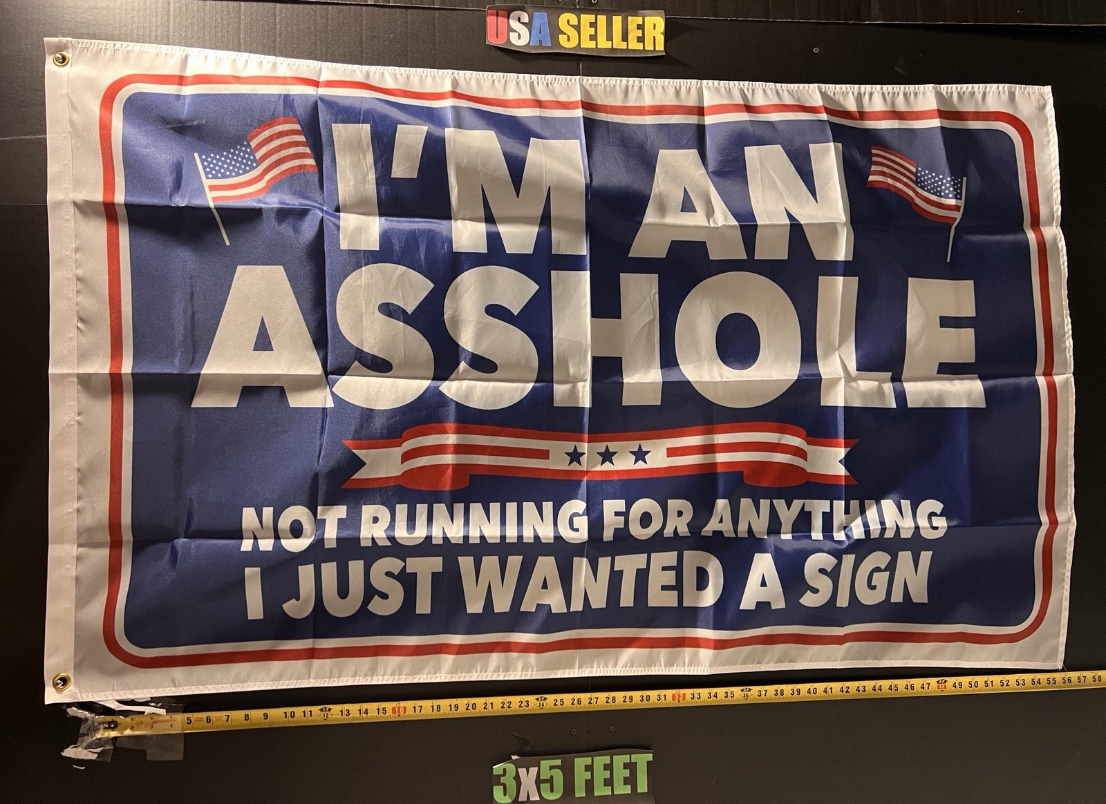 I’m An As*hole Election Flag FREE USA SHIP Not Running For Anything Sign 3x5\'