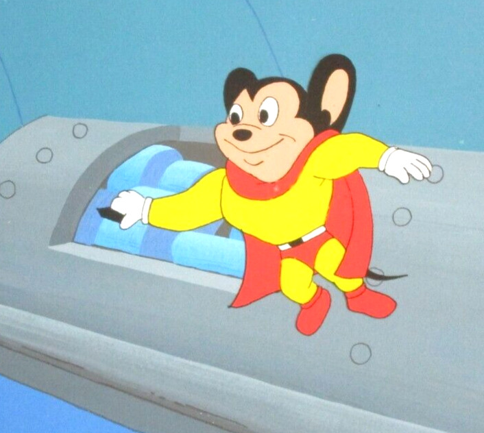 MIGHTY MOUSE 1979 Filmation ORIGINAL PRODUCTION drawing CEL + BACKGROUND